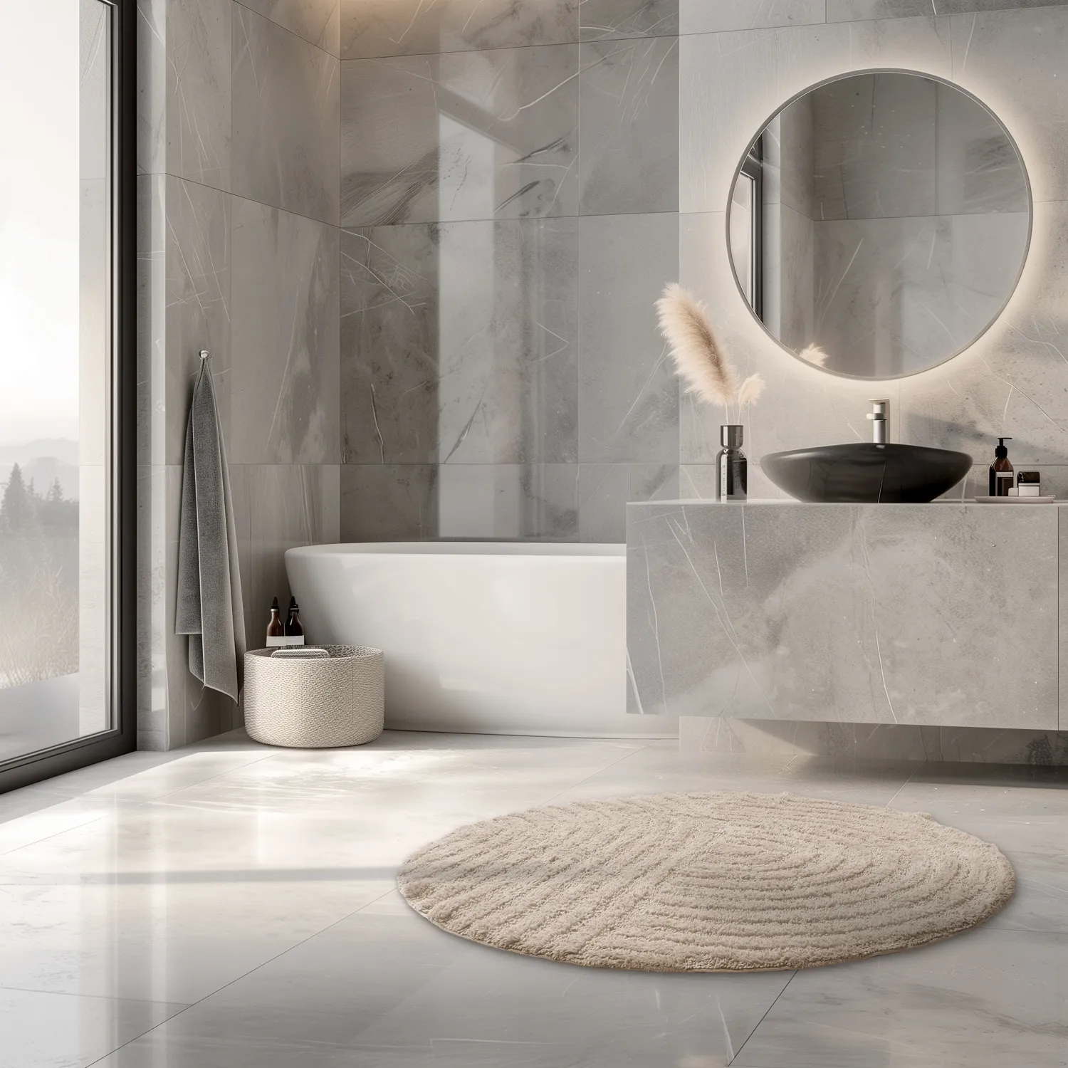 Round bath mat - Embla (Beige)