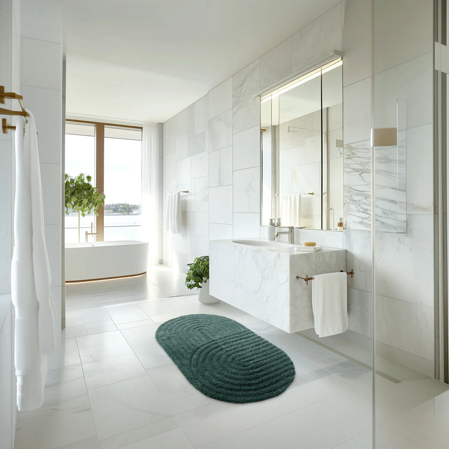 Oval bath mat - Embla (dark green)
