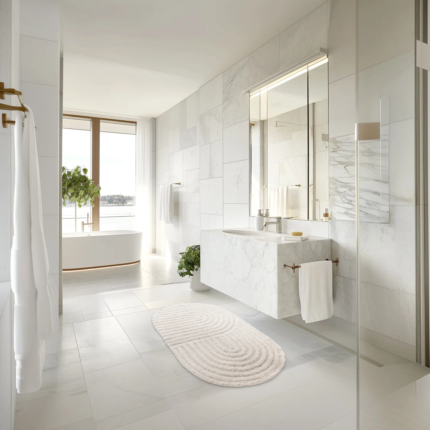 Oval bath mat - Embla (offwhite)