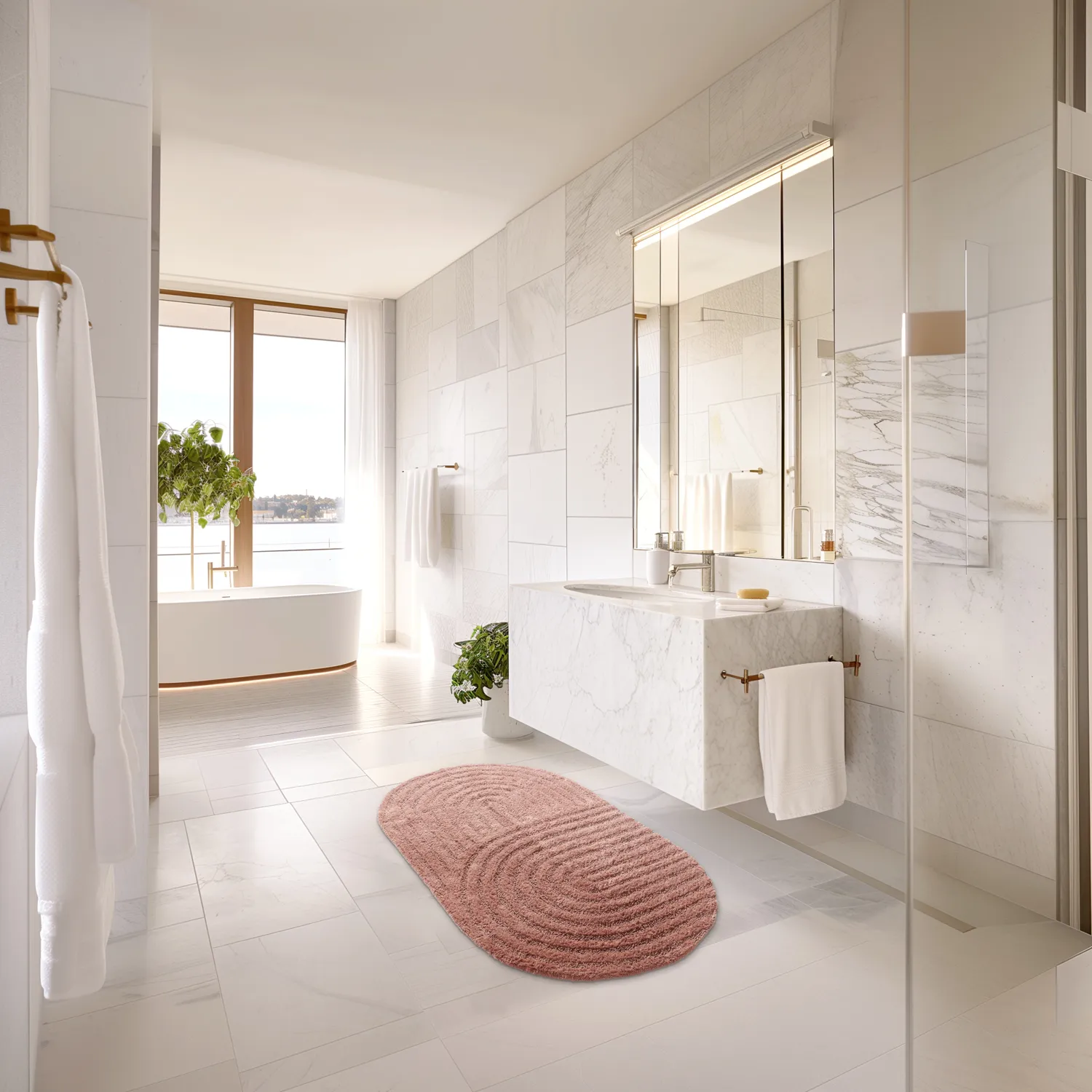 Oval bath mat - Embla (pink)