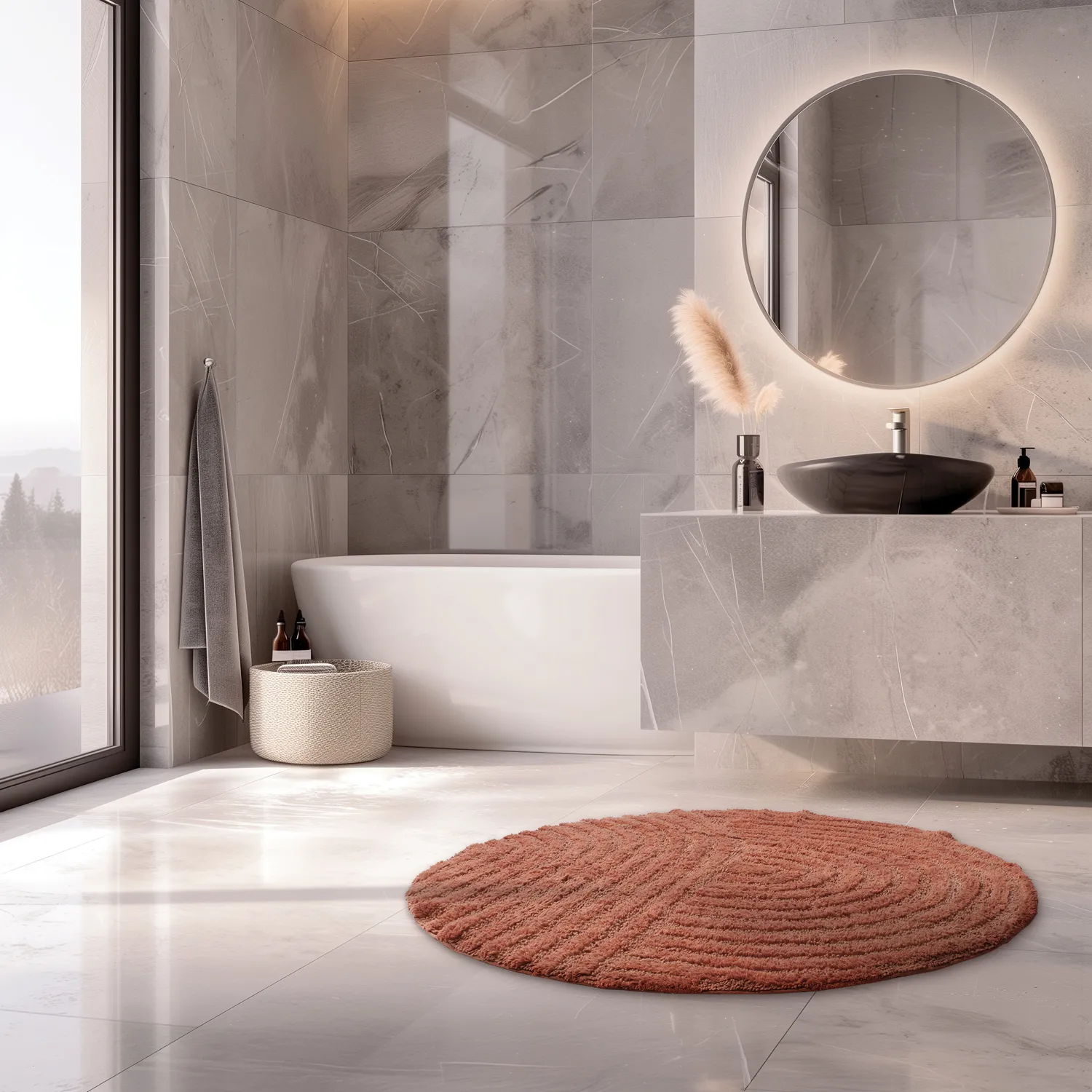 Round bath mat - Embla (Terracotta)