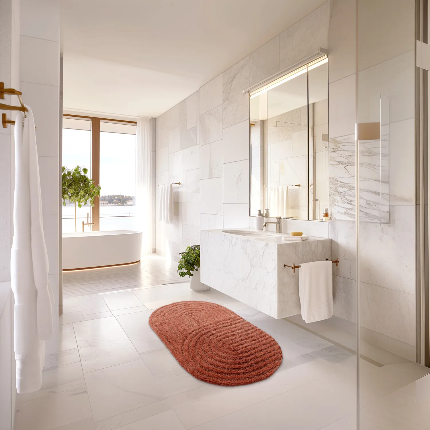 Oval bath mat - Embla (Terracotta)