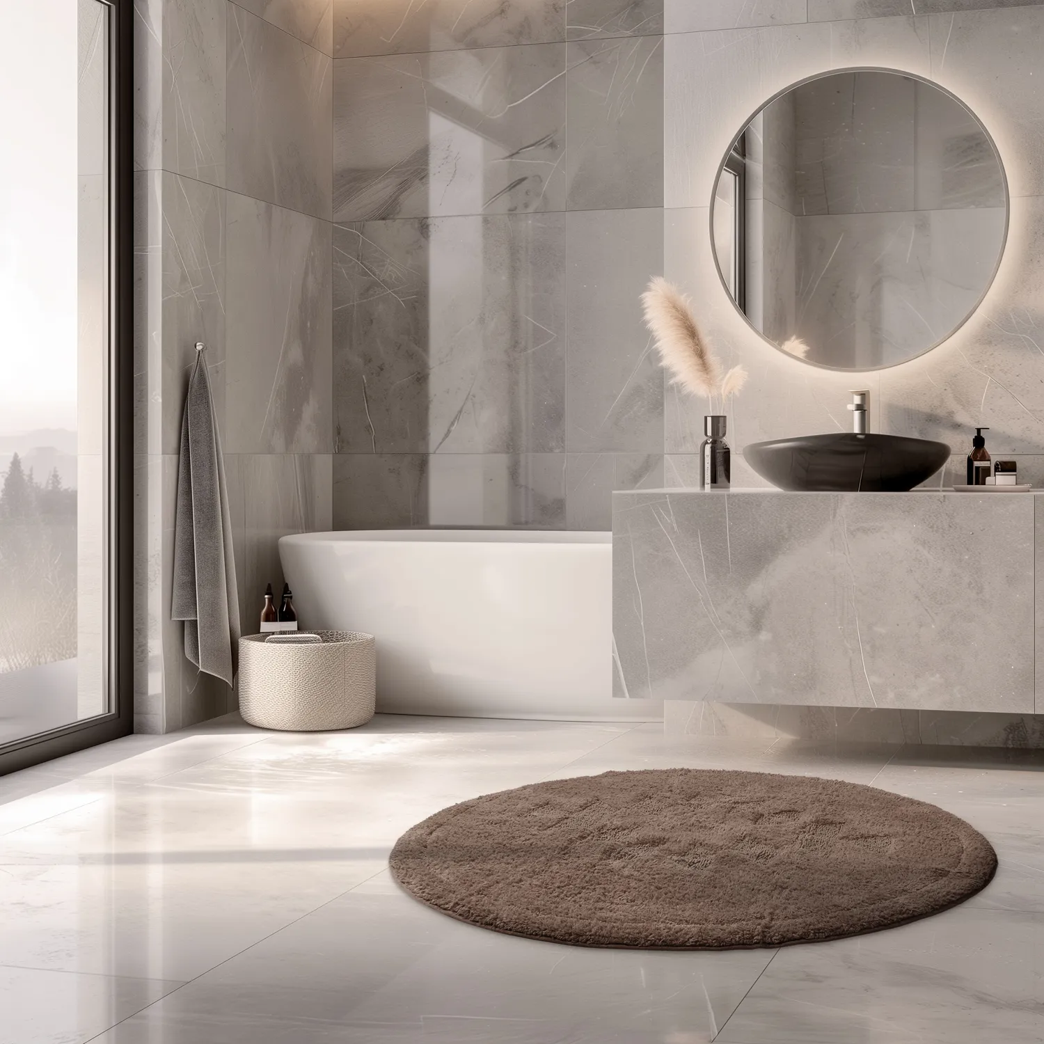 Round bath mat - Gertie (brown)