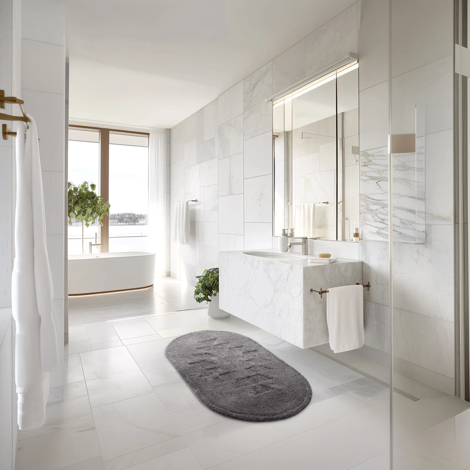 Oval bath mat - Gertie (dark gray)