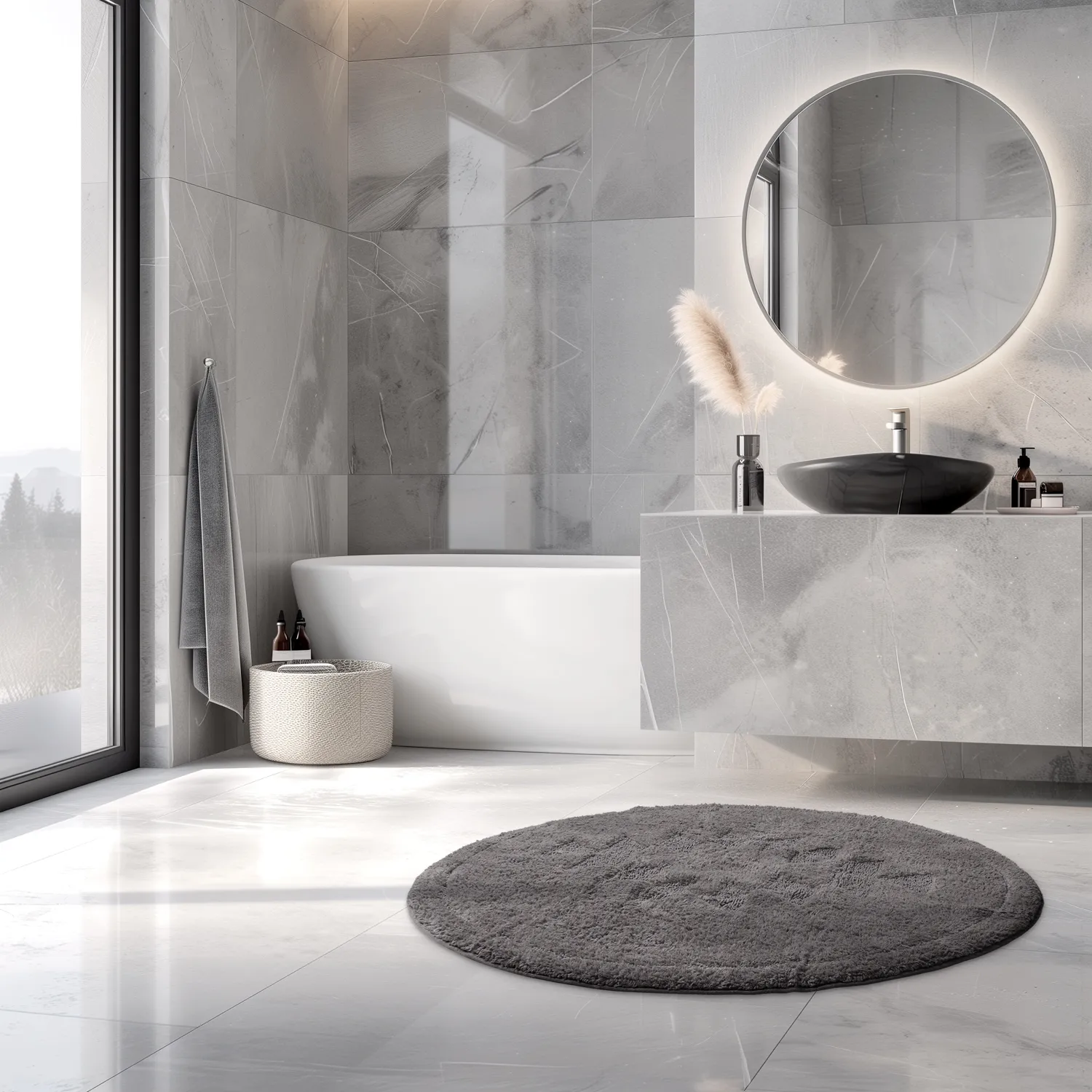 Round bath mat - Gertie (dark gray)