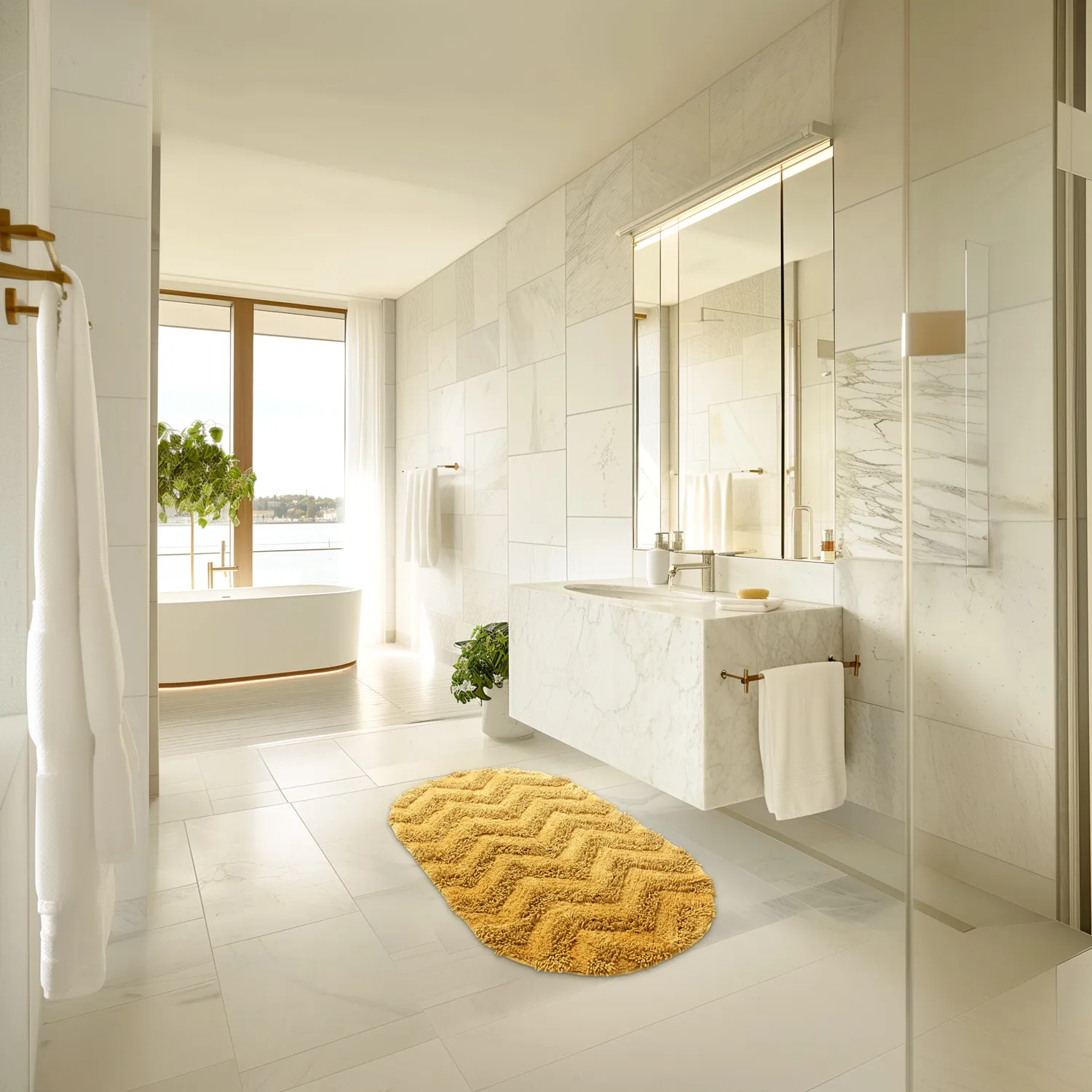 Oval bath mat - Three (yellow)