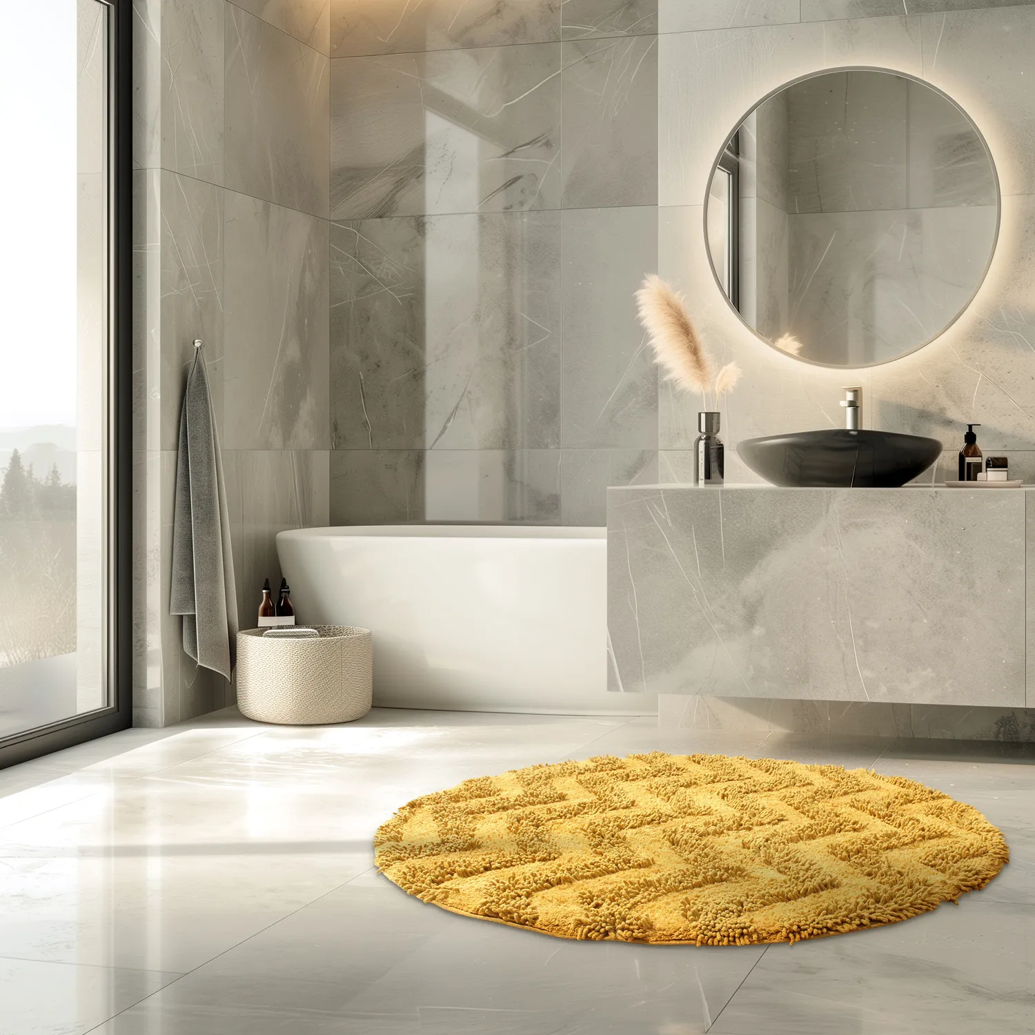 Round bath mat - Three (yellow)