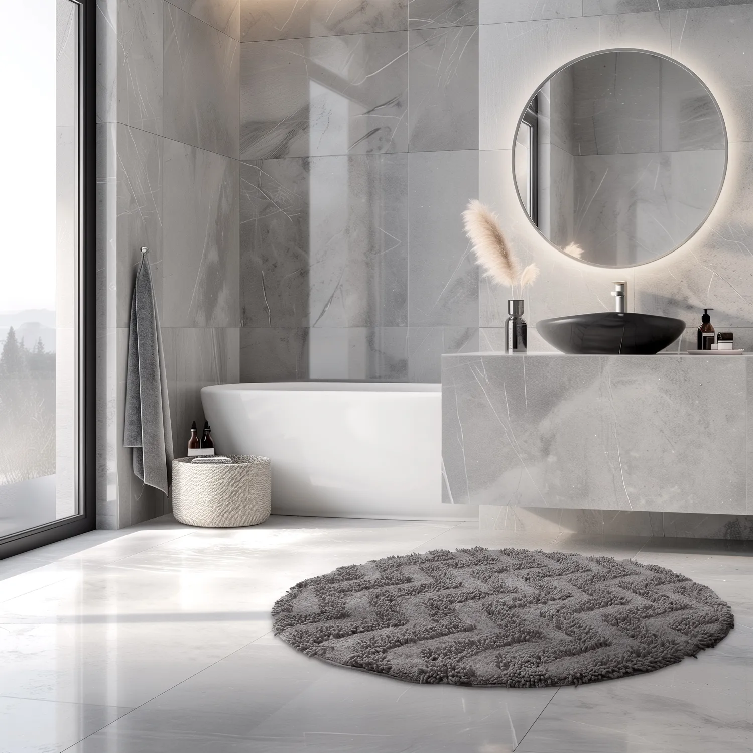Round bath mat - Three (dark gray)