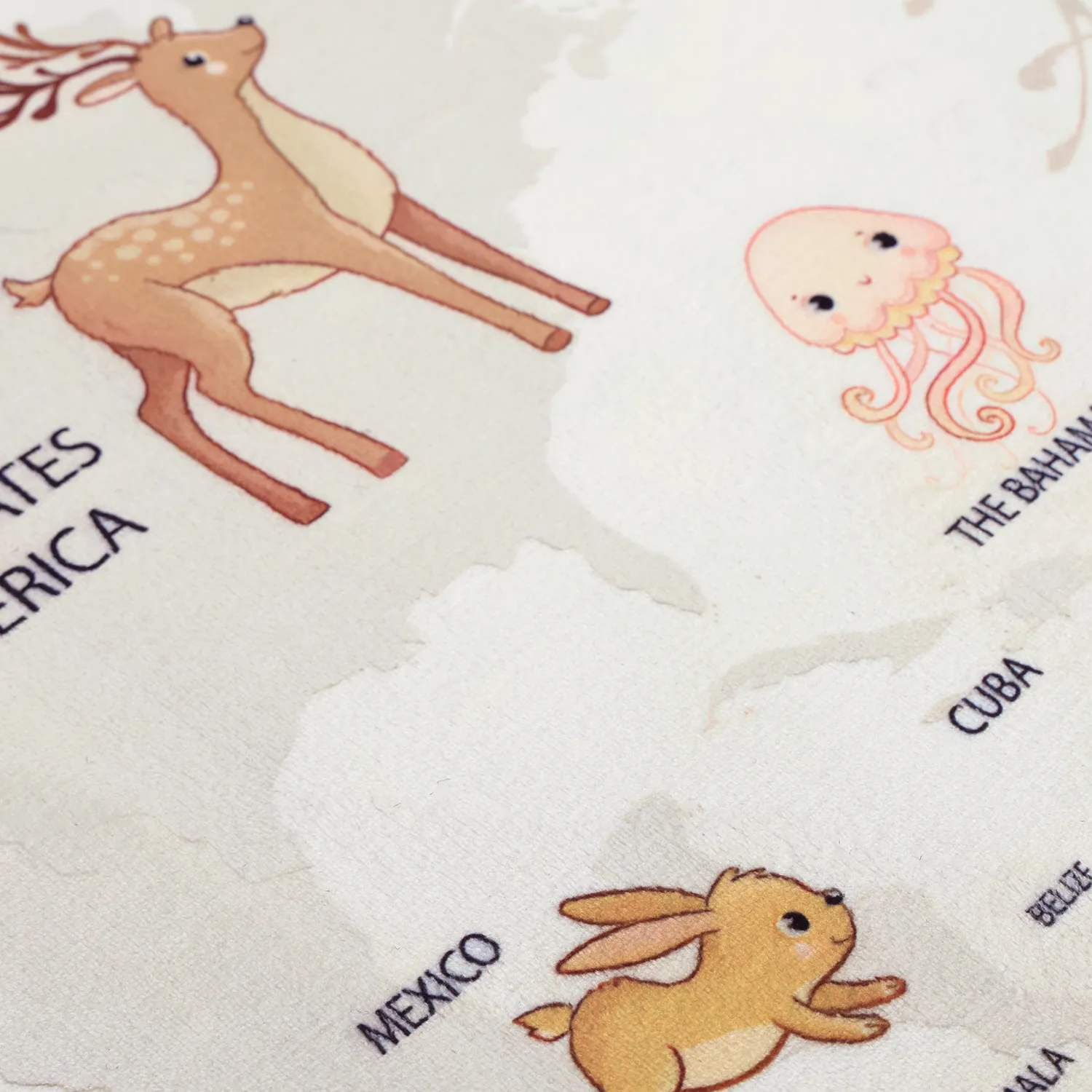 Childrens rugs - Animal Map (beige)