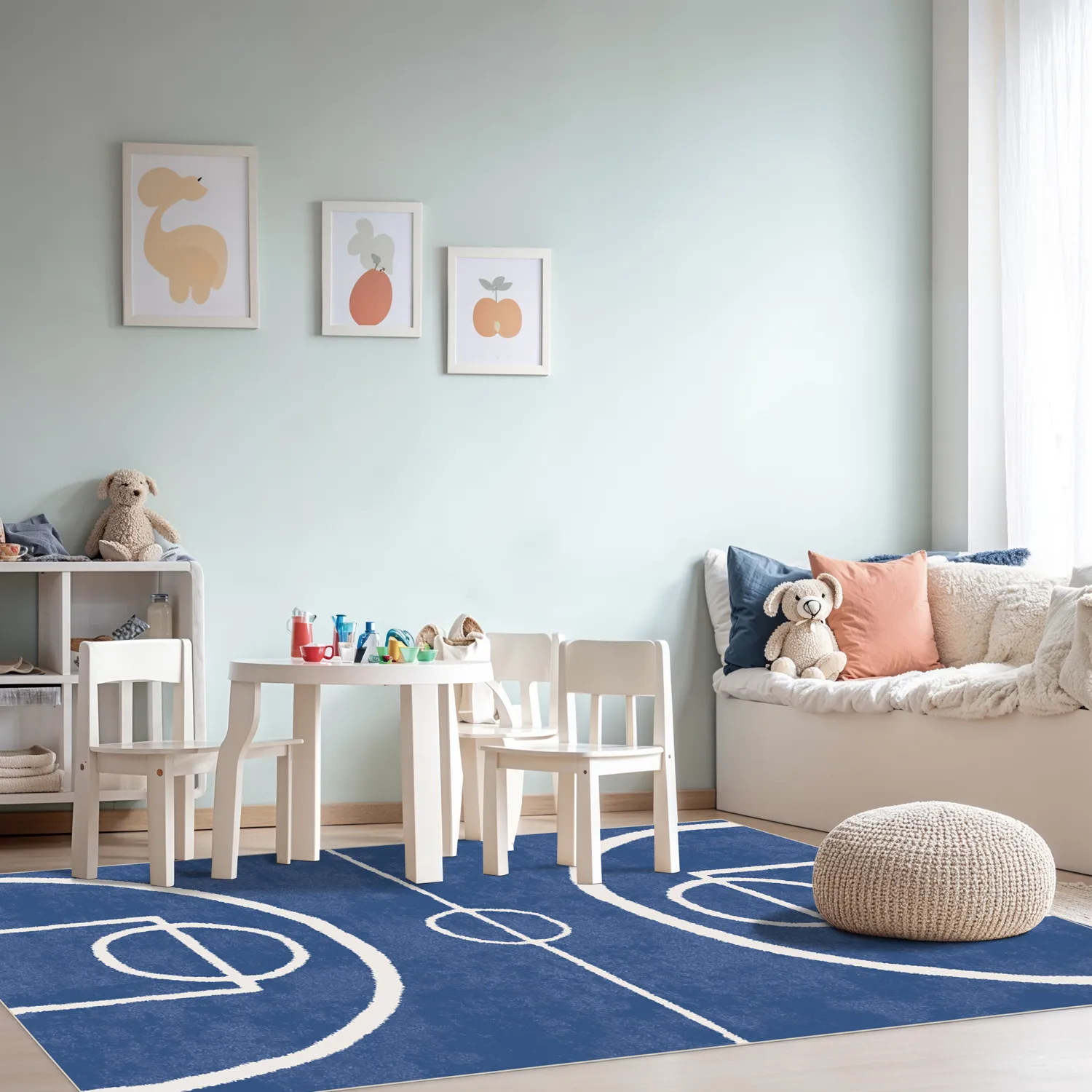 Childrens rugs - Basket (blue)