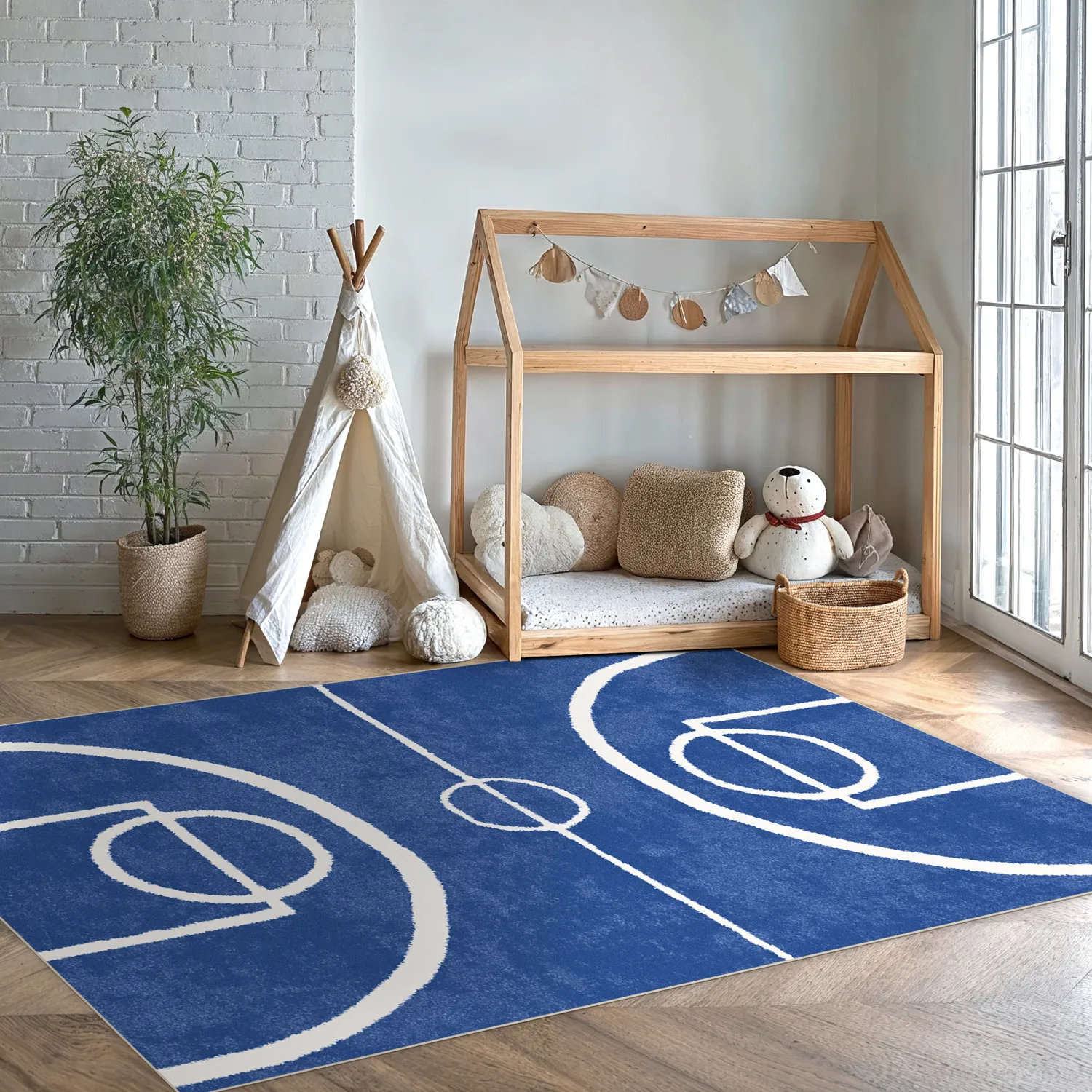 Childrens rugs - Basket (blue)