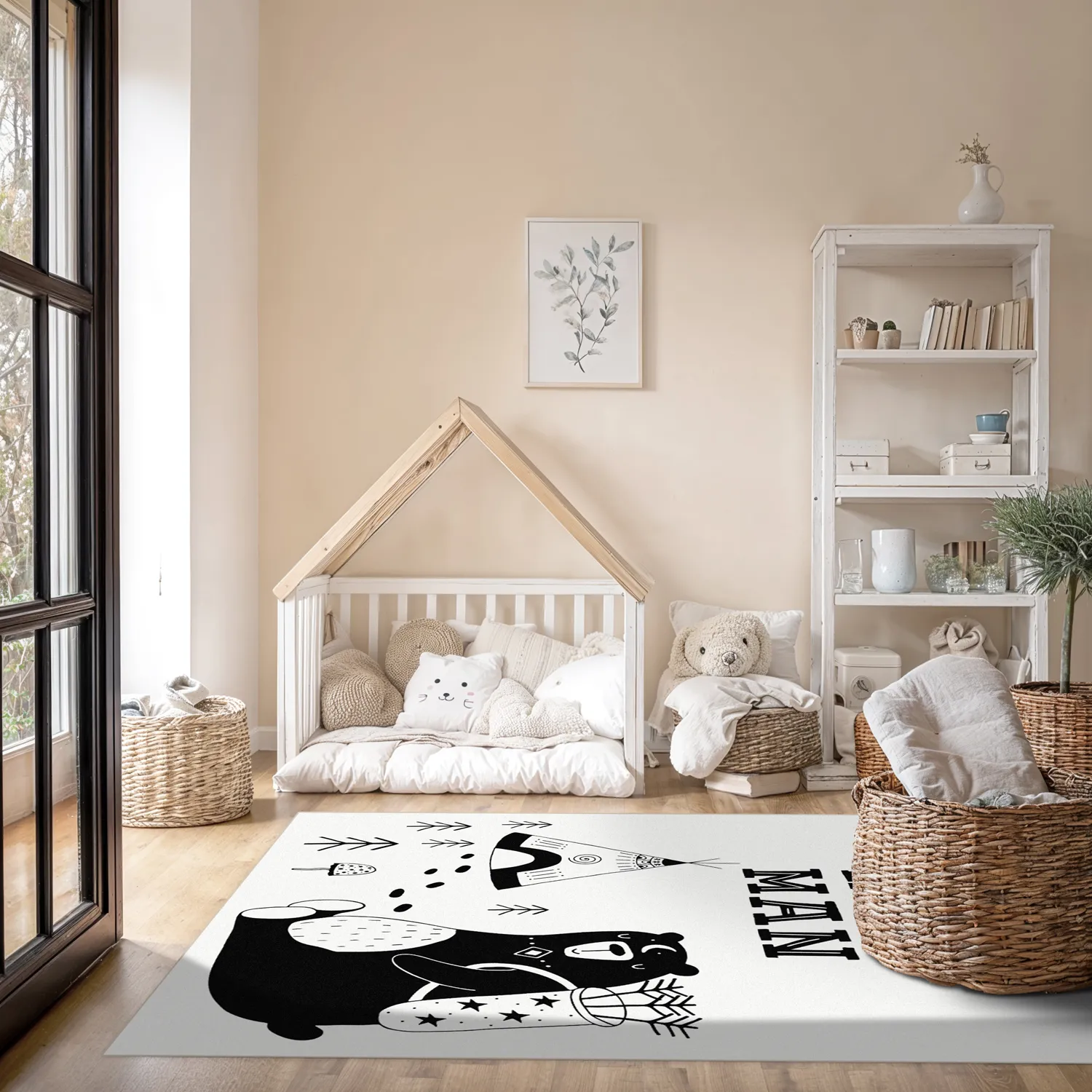 Childrens rugs - Camping Bear (white)