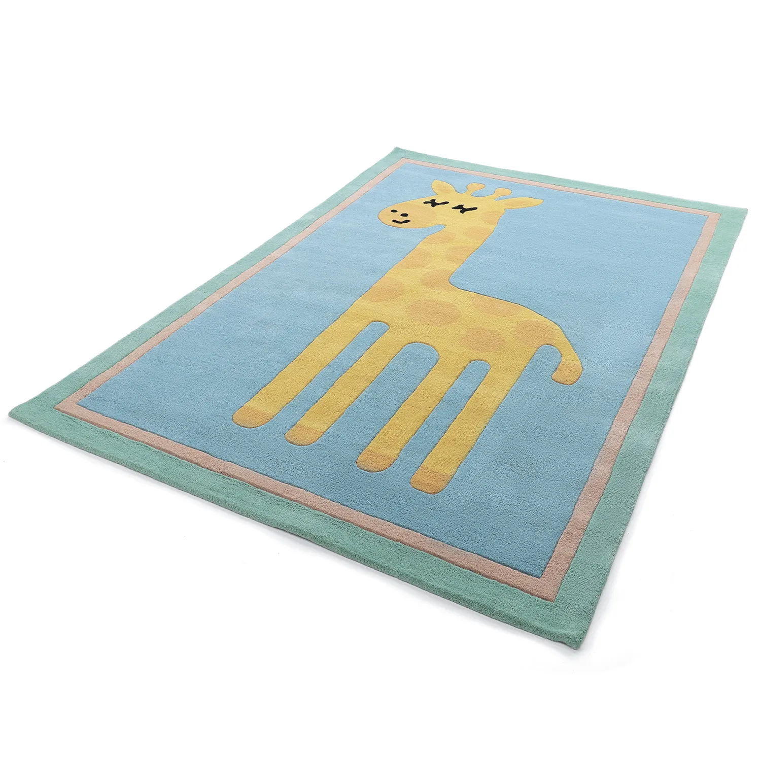 Children's Rug - Giraffe Hand Tufted Wool Premium (light blue/multi)