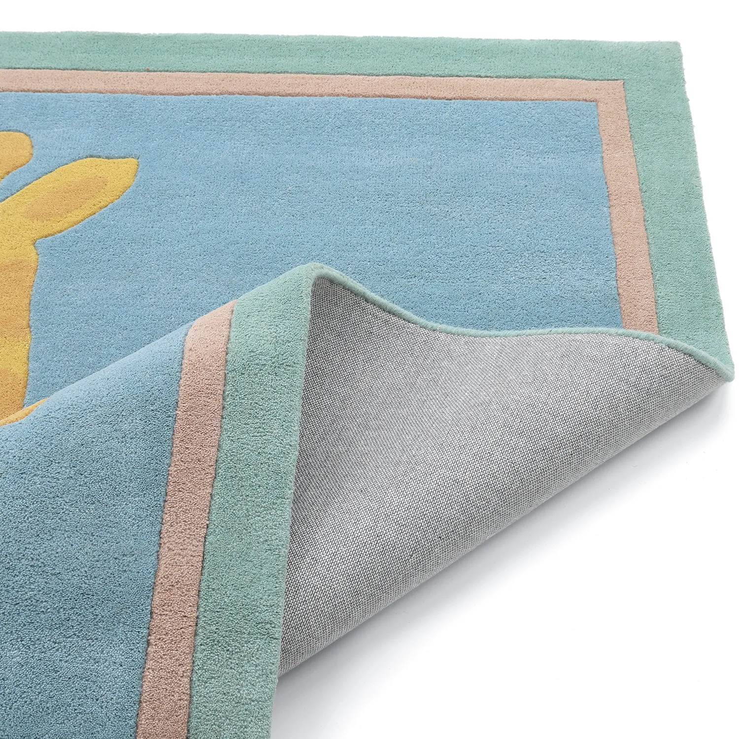 Children's Rug - Giraffe Hand Tufted Wool Premium (light blue/multi)
