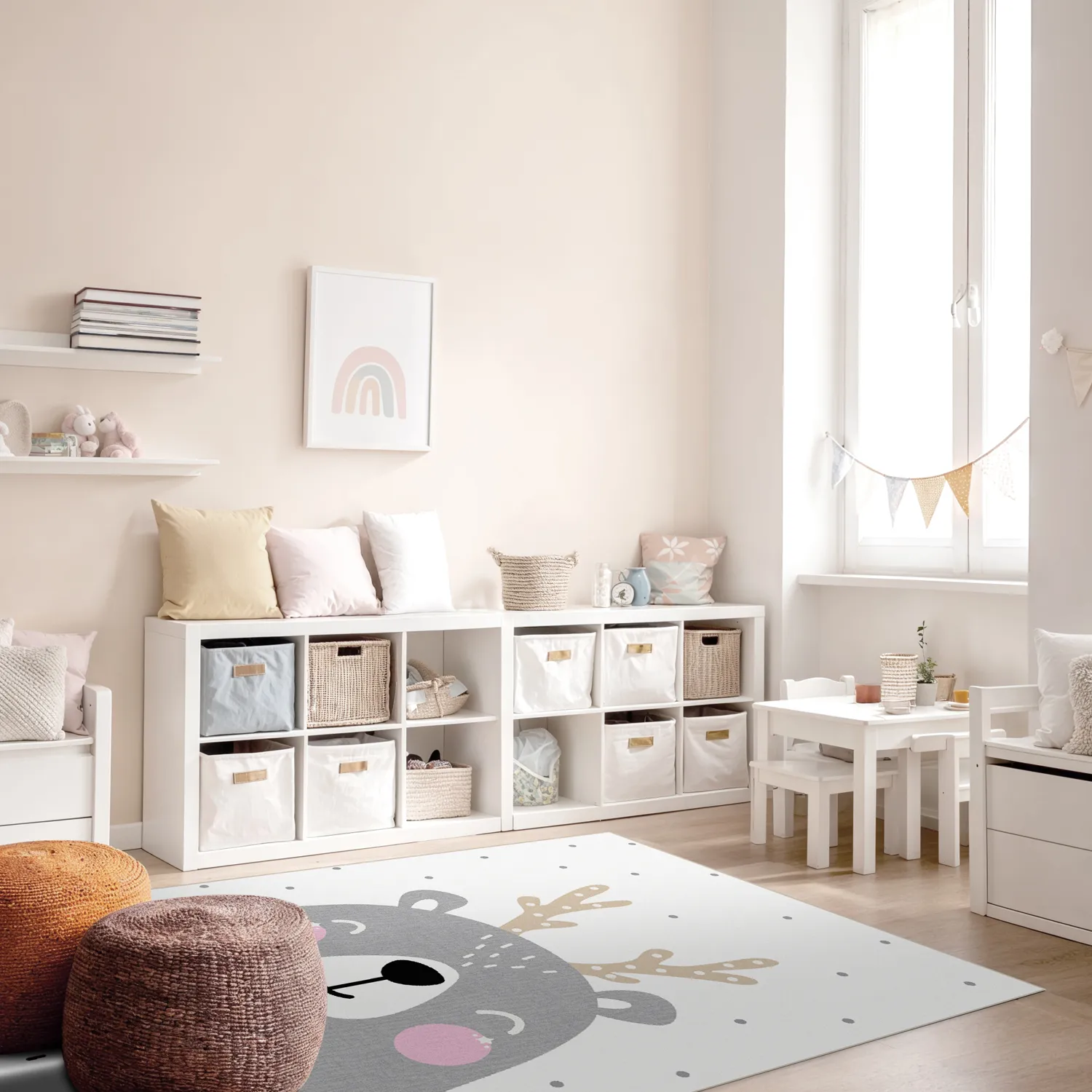 Childrens rugs - Happy Bear (white)