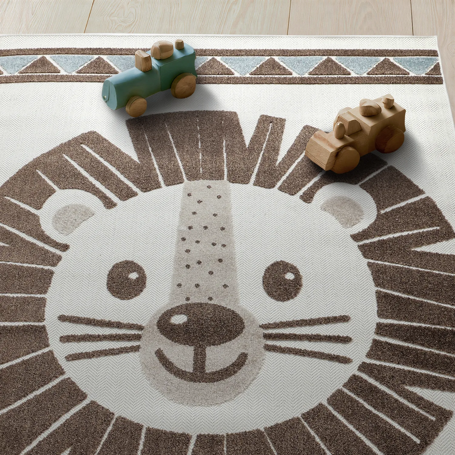 Children's Rug - Kind Lion (cream/blue)