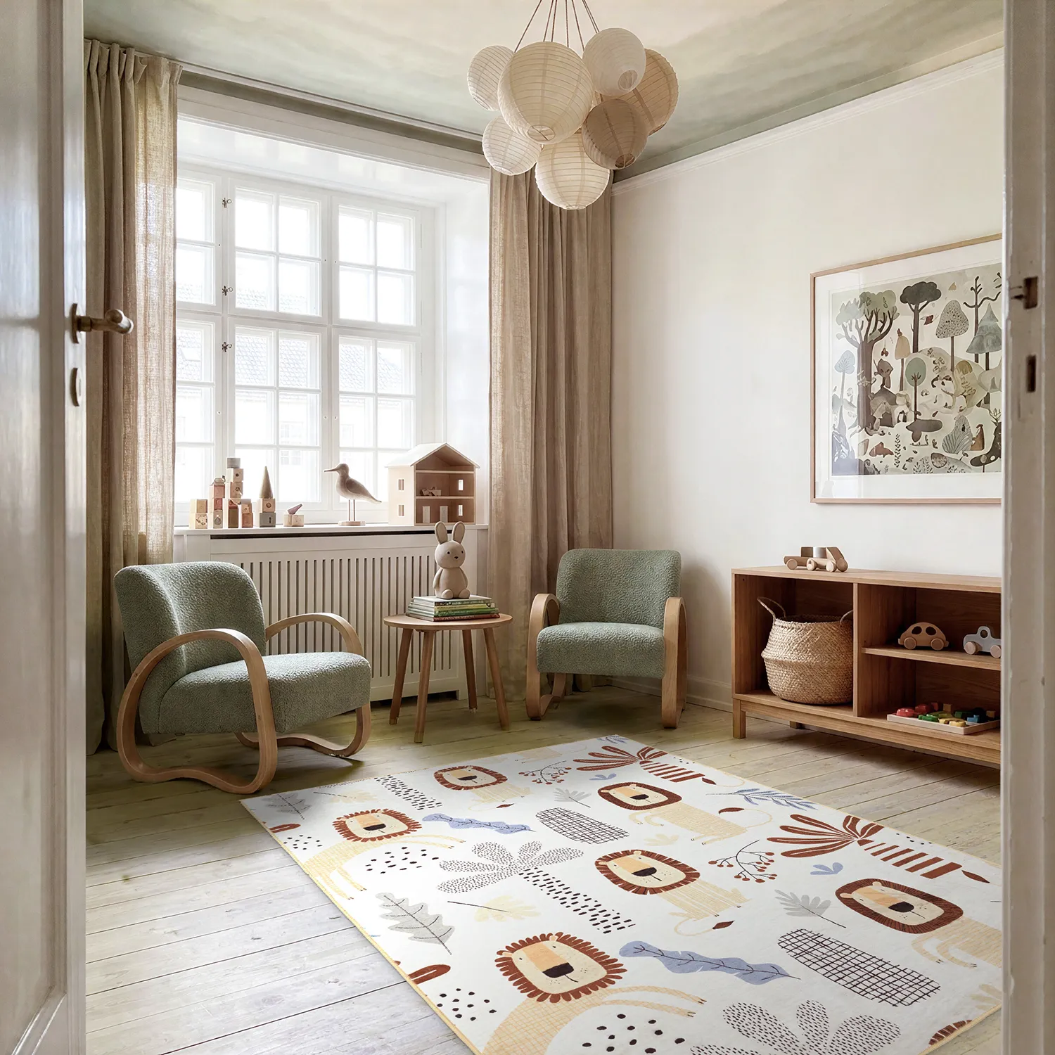 Childrens rugs - Lion Friends (beige)