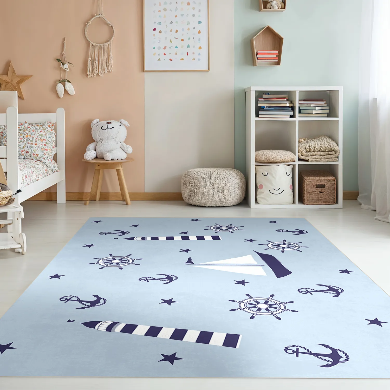 Childrens rugs - Sailing Ship (blue)