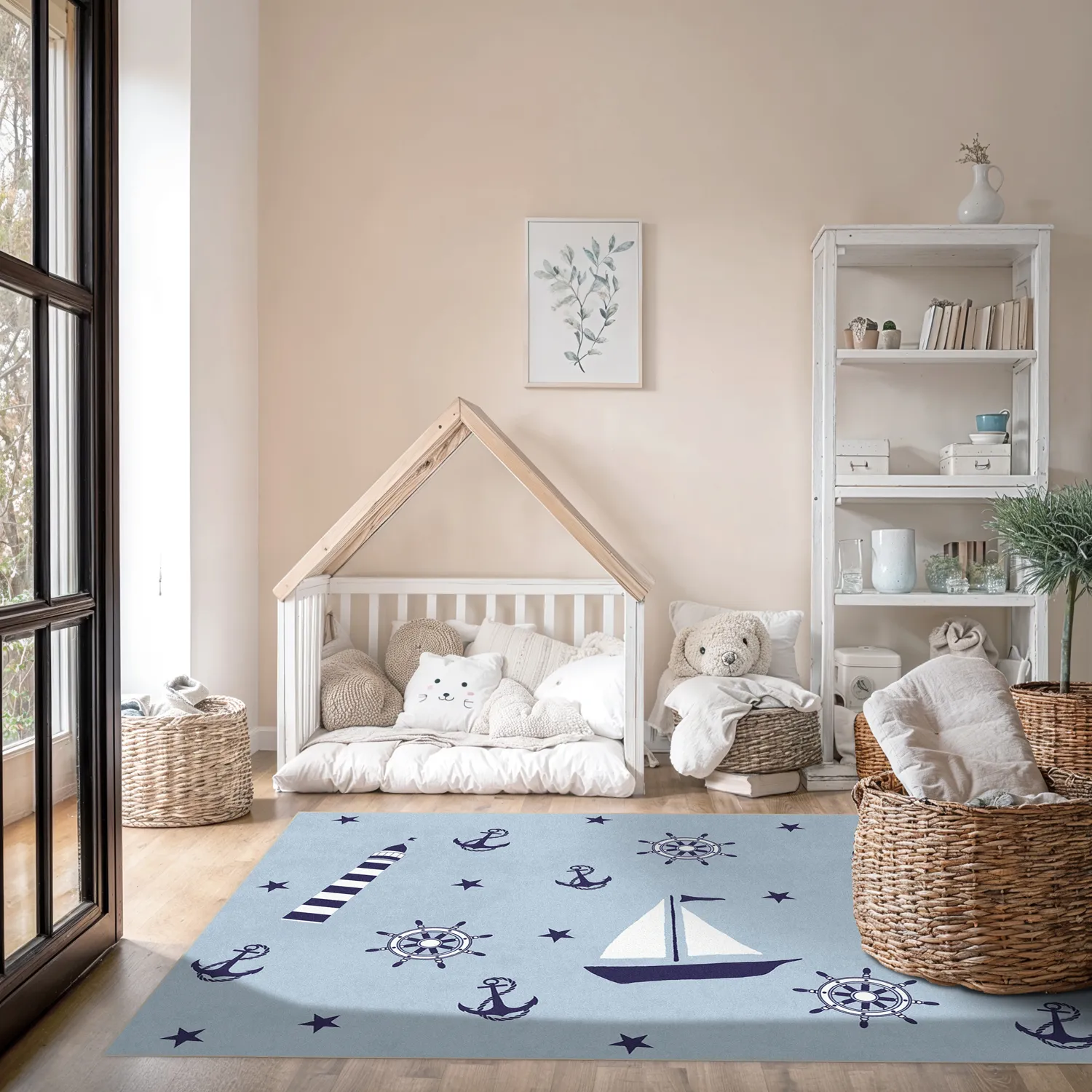 Childrens rugs - Sailing Ship (blue)