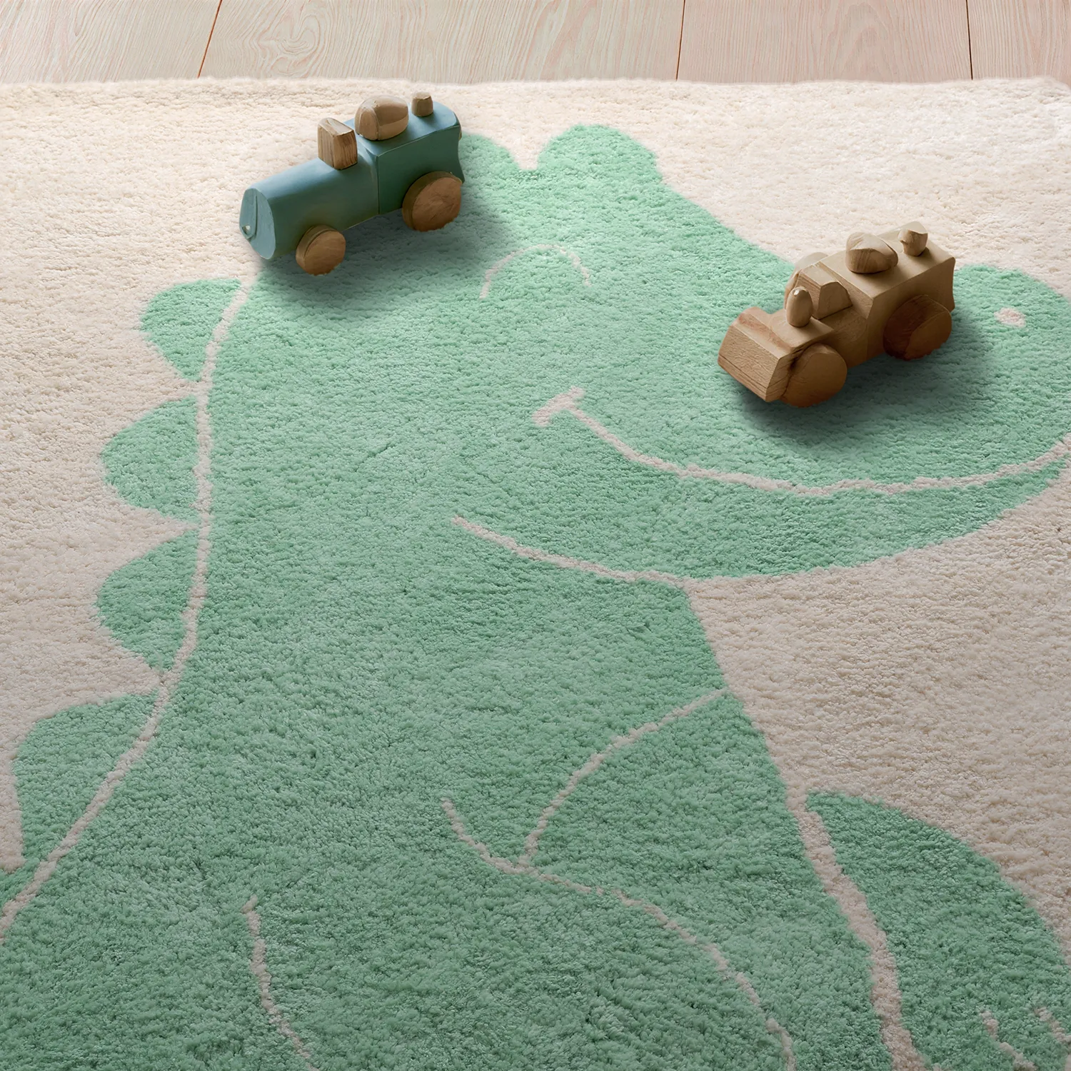 Children's Rug - Soft Crocodile (cream/green)