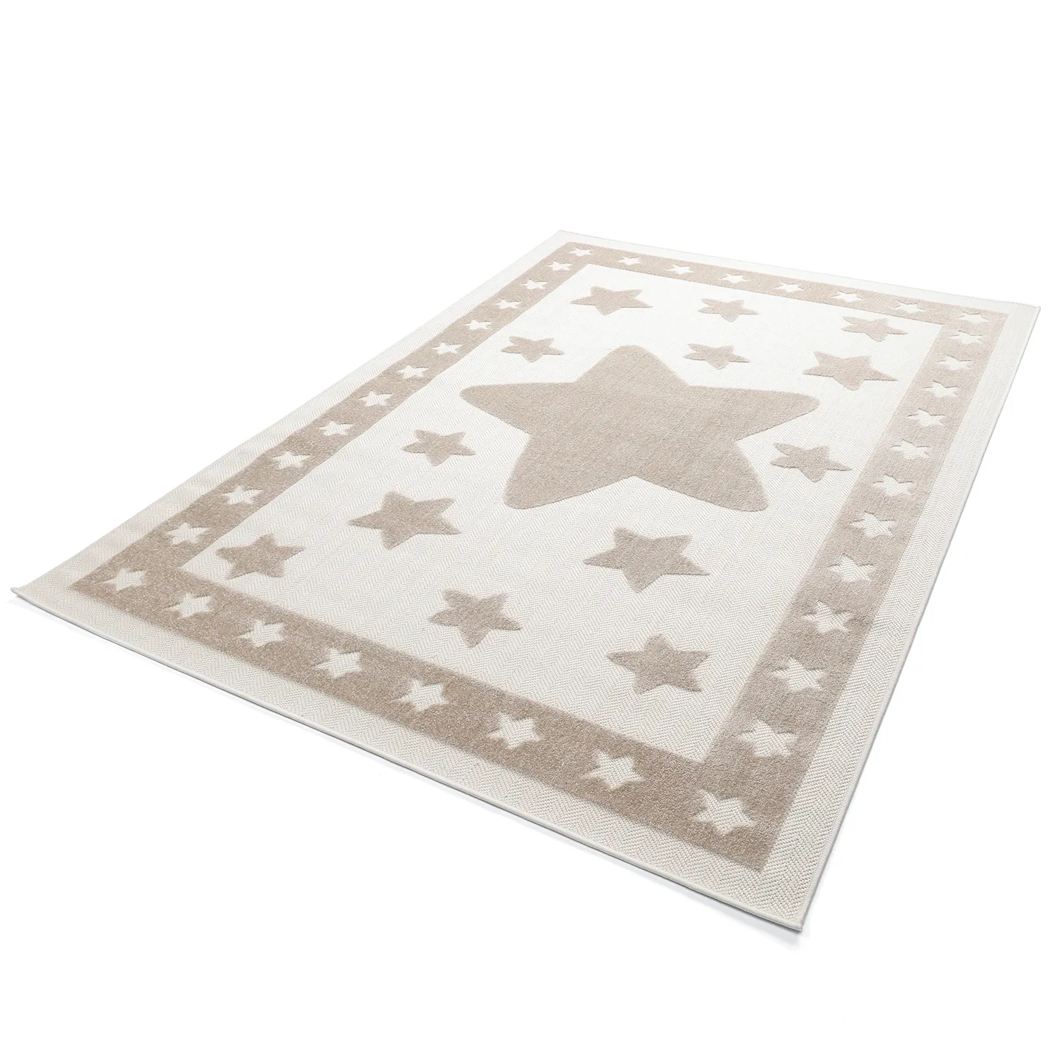 Children's Rug - Star Frame (cream/brown)