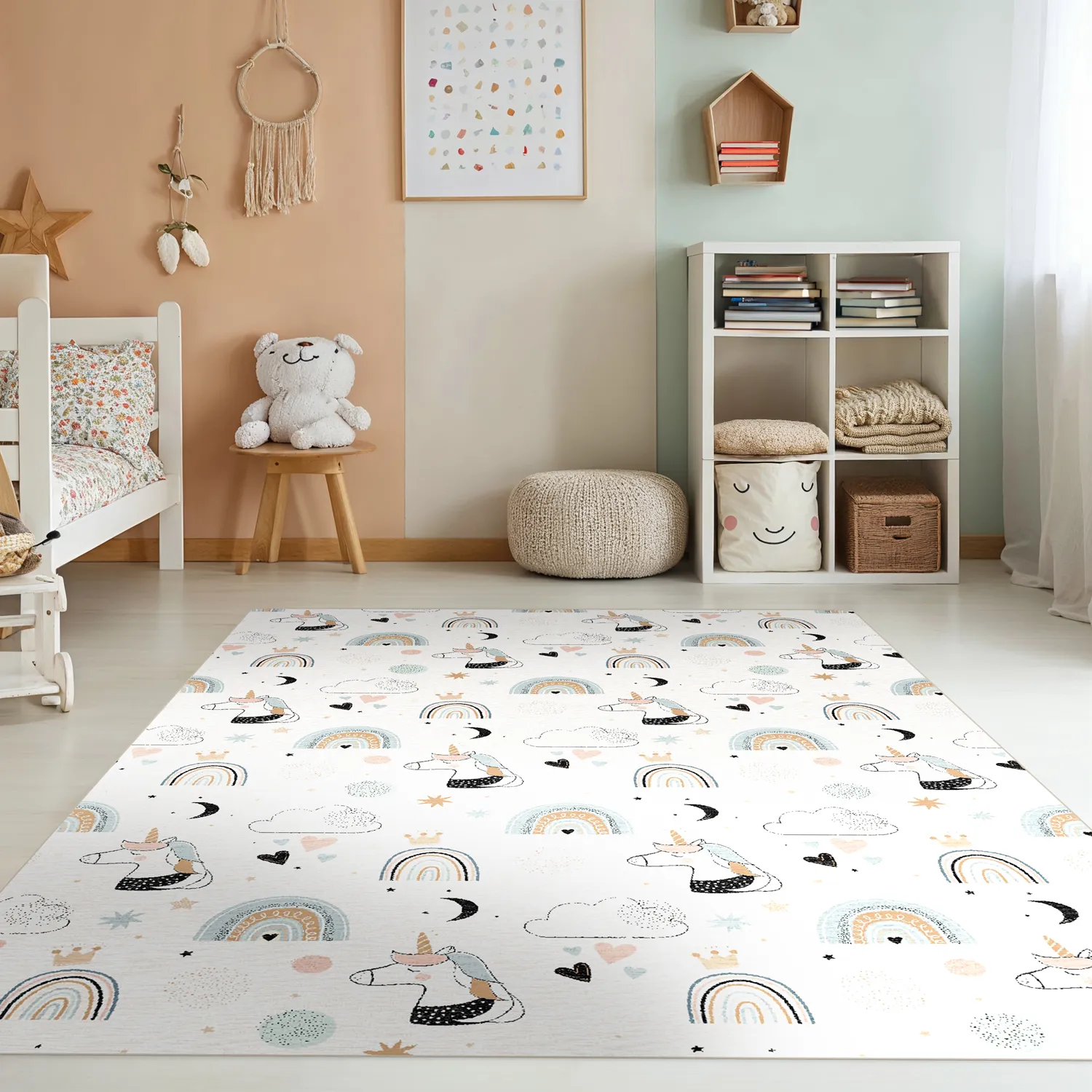 Childrens rugs - Unicorn Rainbow (pink)