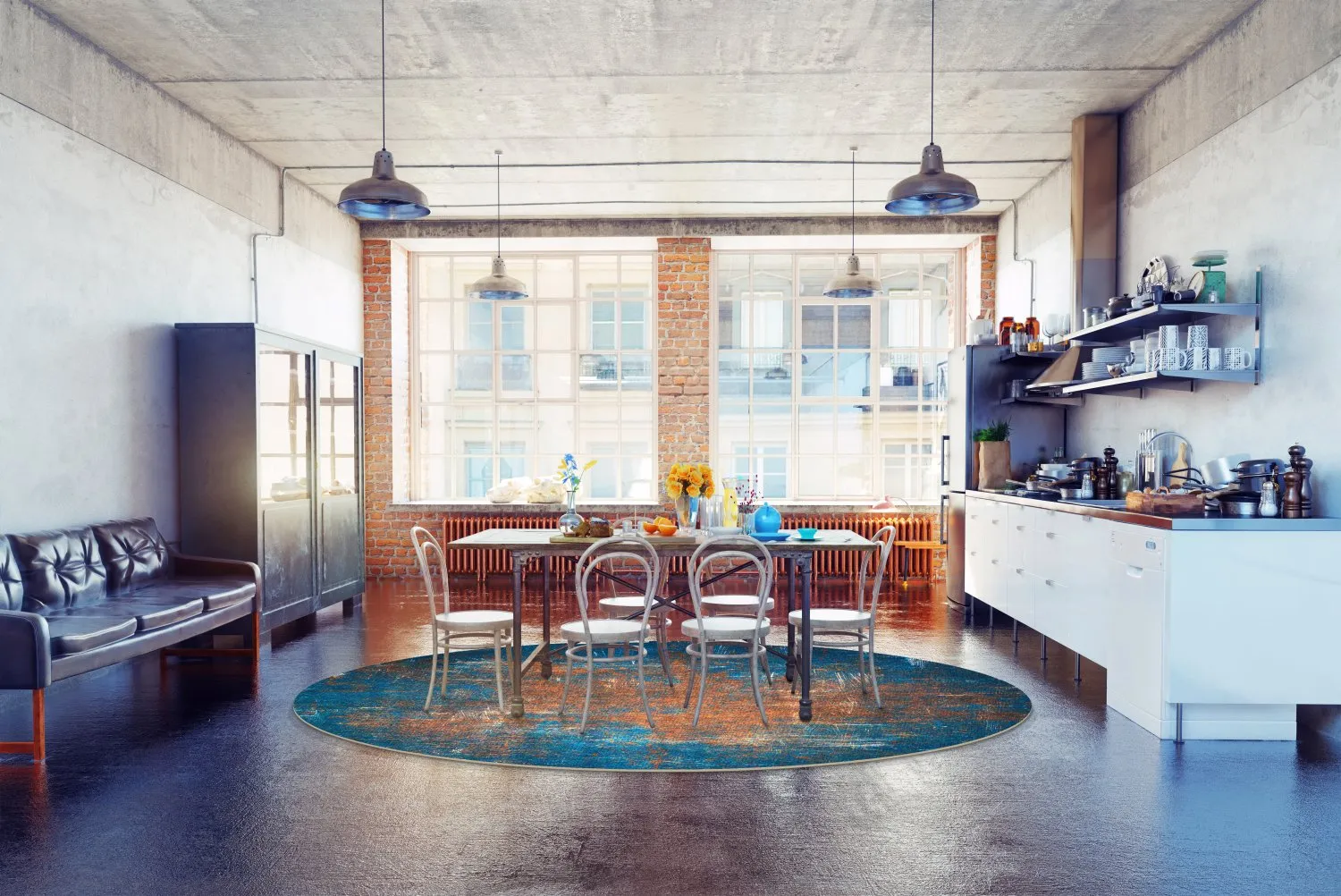 Round rug - Tierzo (blue)