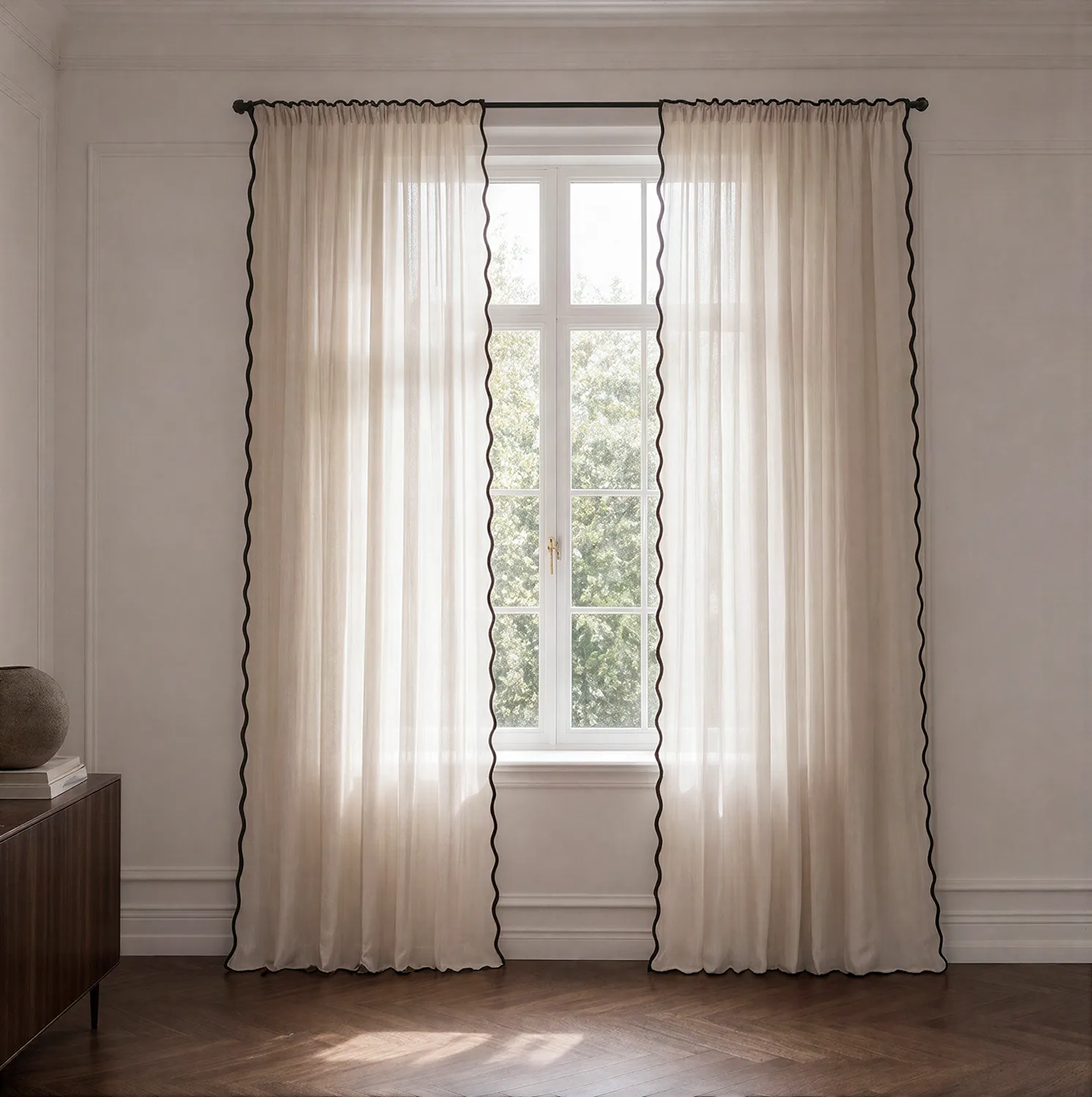 Curtains 2-pack - Cotton curtain Yrsa (light beige)