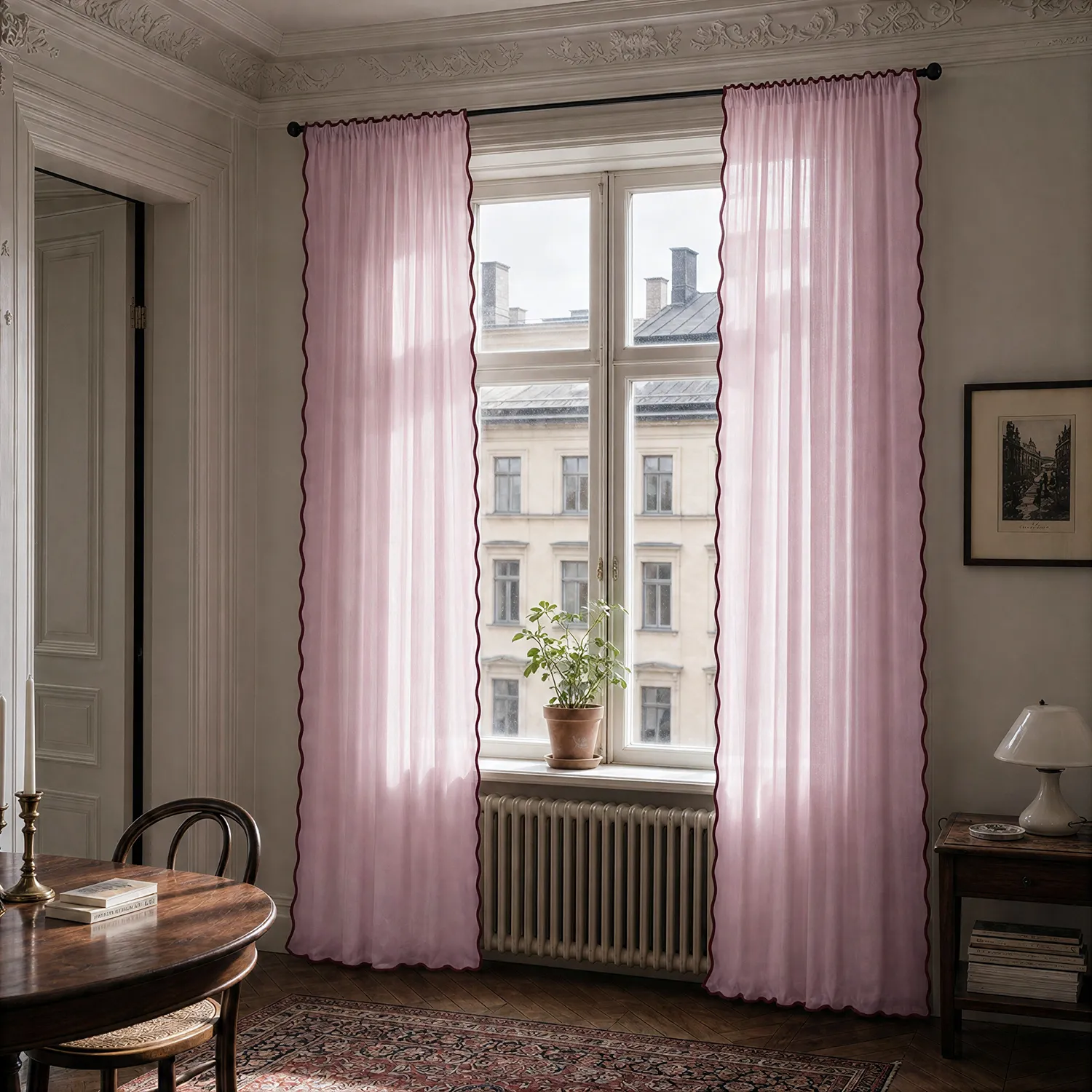 Curtains 2-pack - Cotton curtain Yrsa (pink)