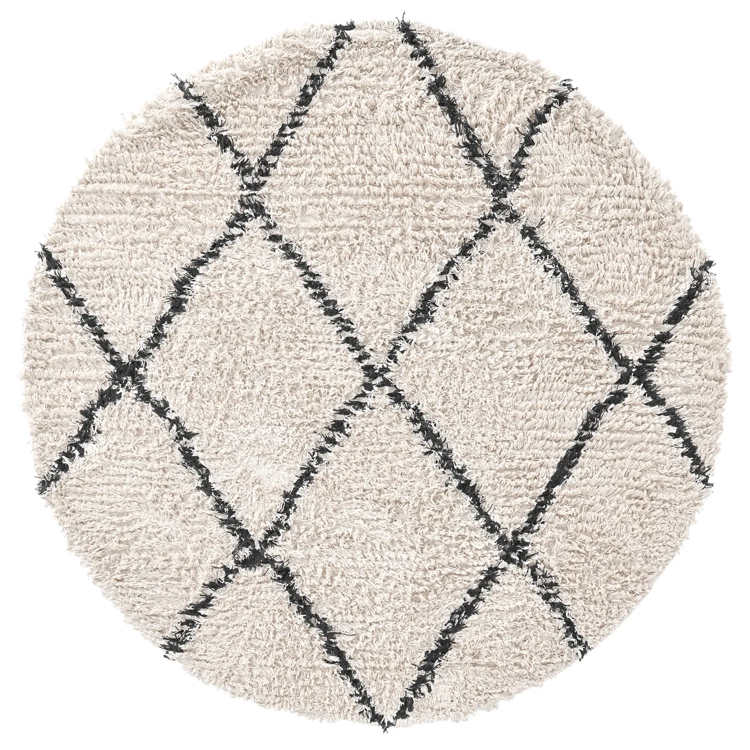Round rug - Alcott Natural Cotton Shaggy (black/white)