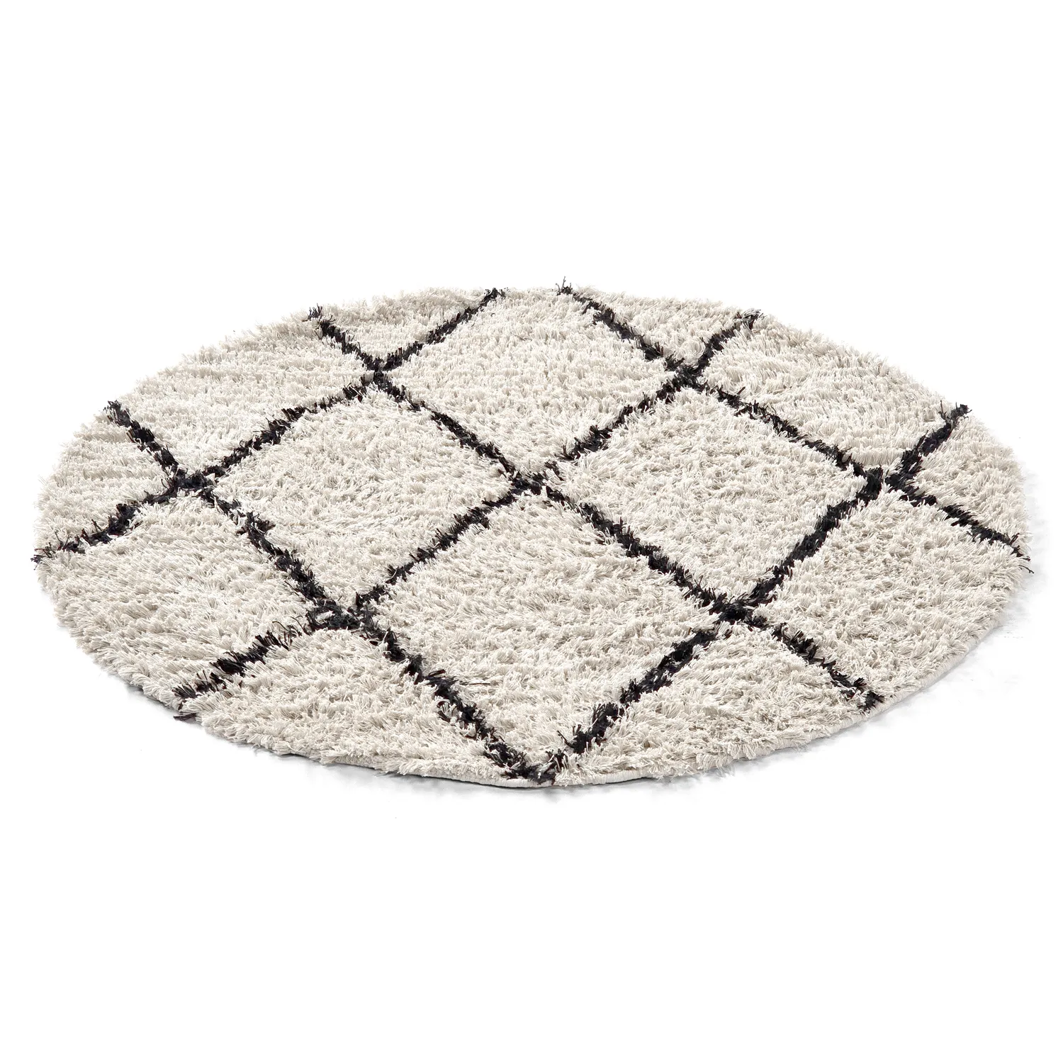Round rug - Alcott Natural Cotton Shaggy (black/white)