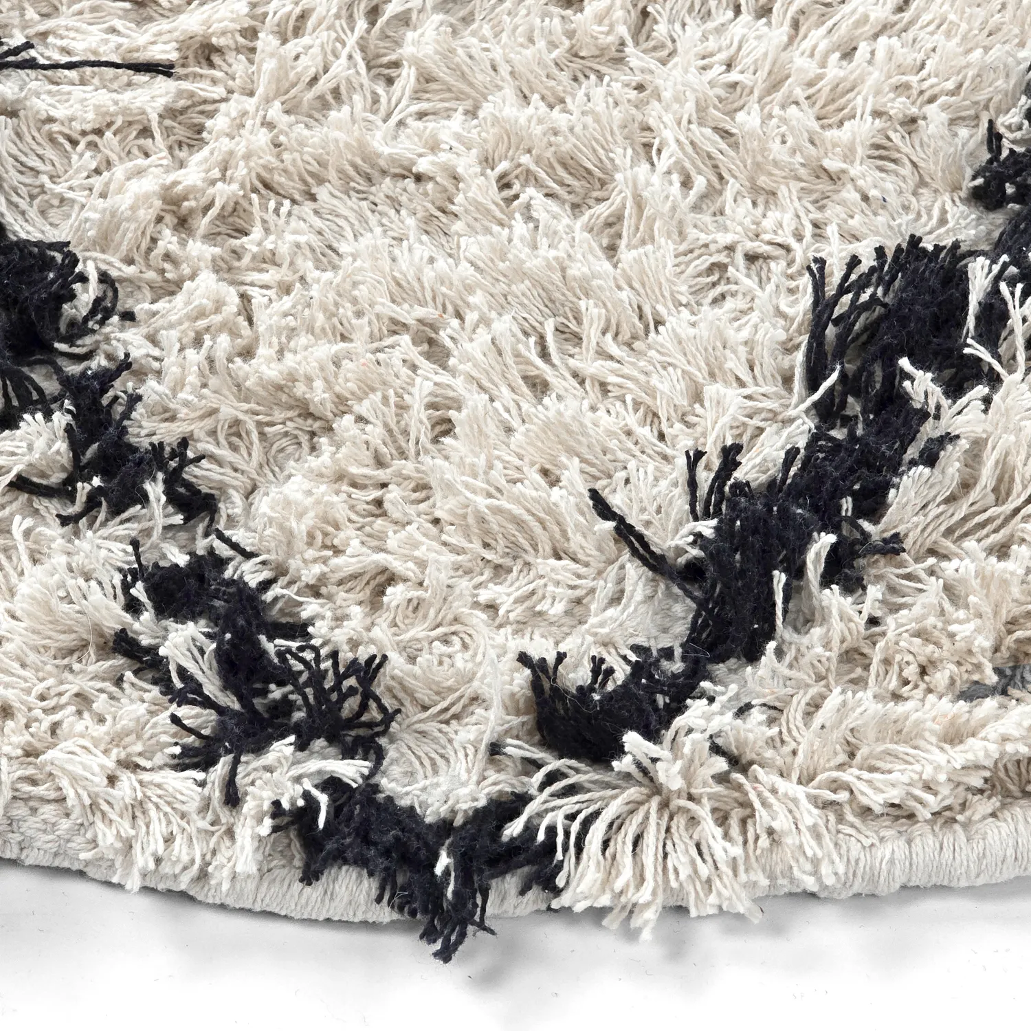 Round rug - Alcott Natural Cotton Shaggy (black/white)