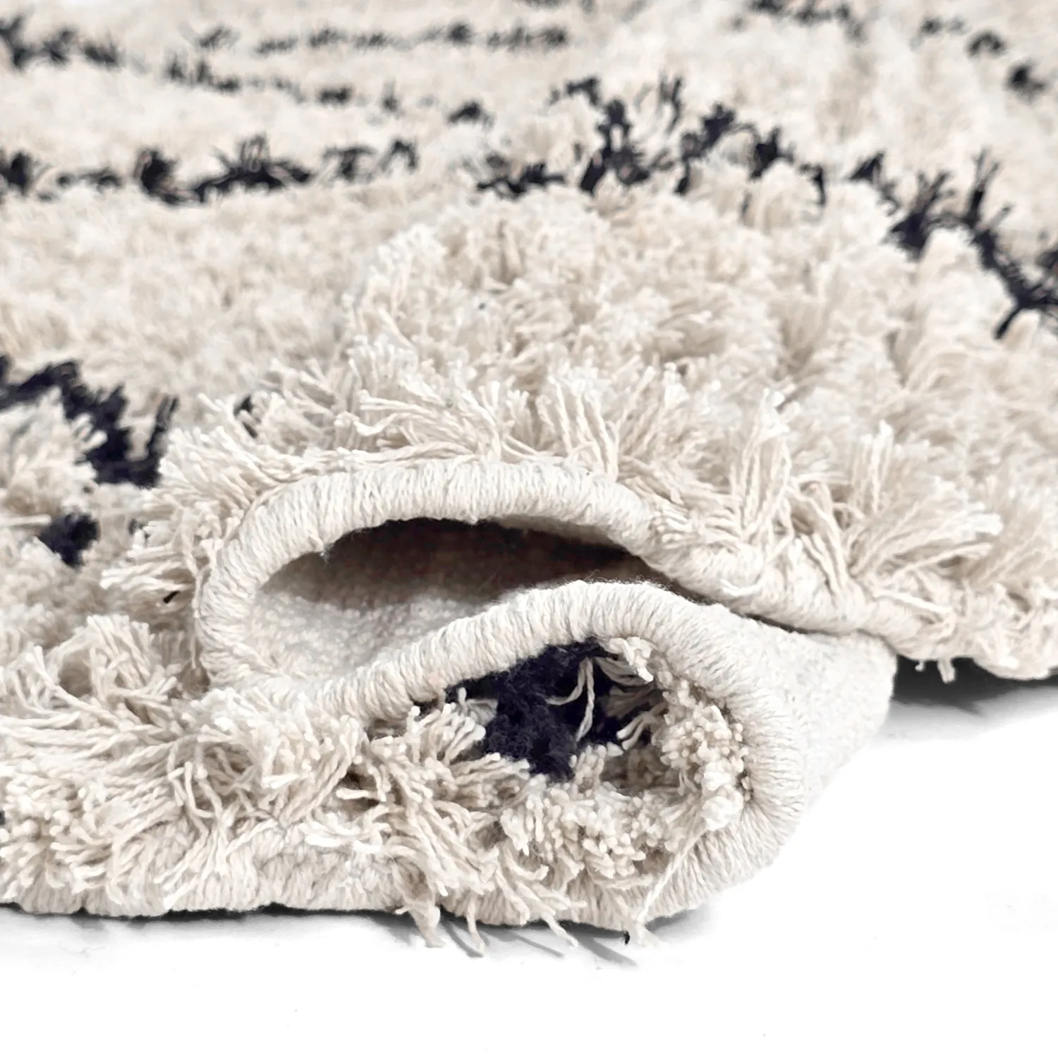 Round rug - Alcott Natural Cotton Shaggy (black/white)