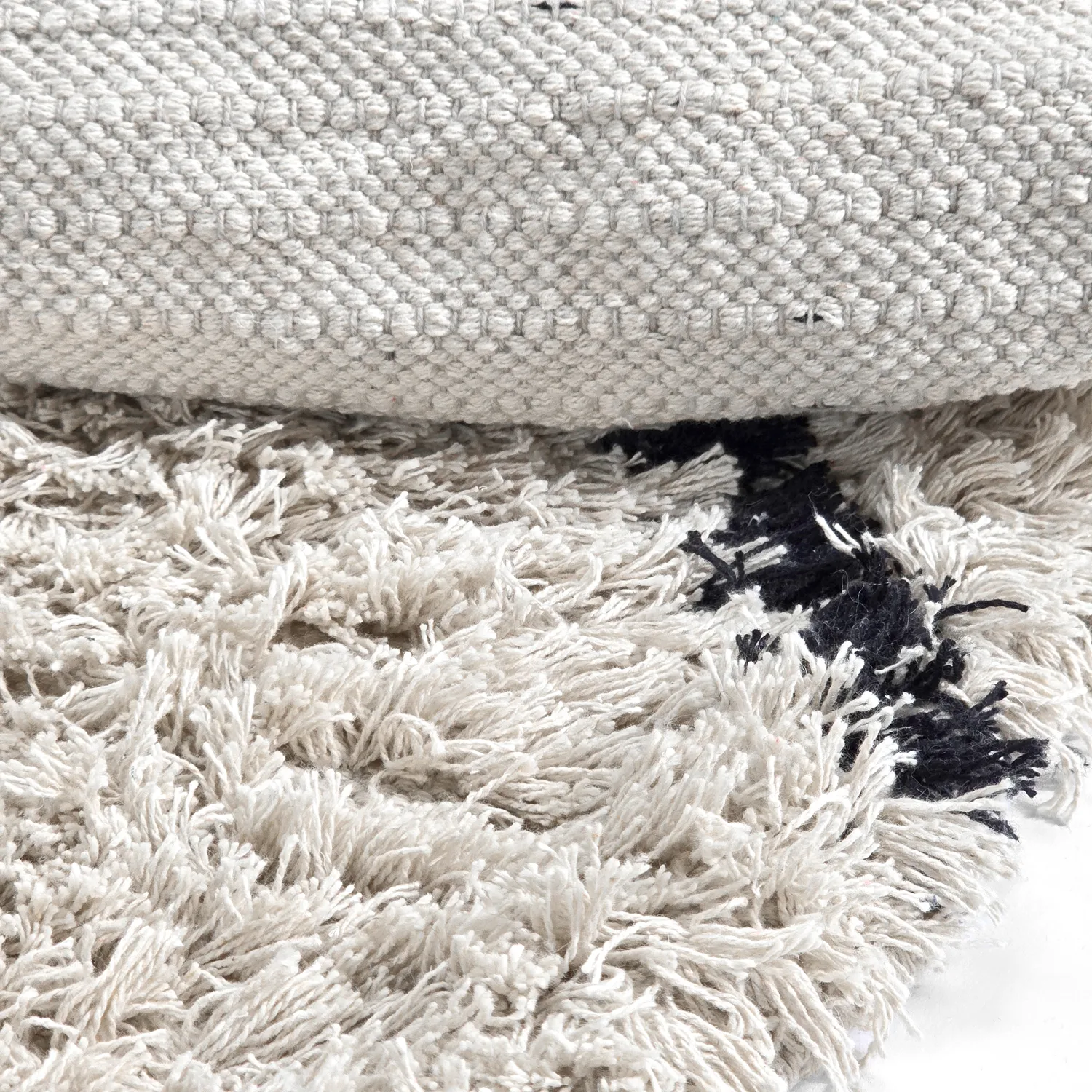Round rug - Alcott Natural Cotton Shaggy (black/white)