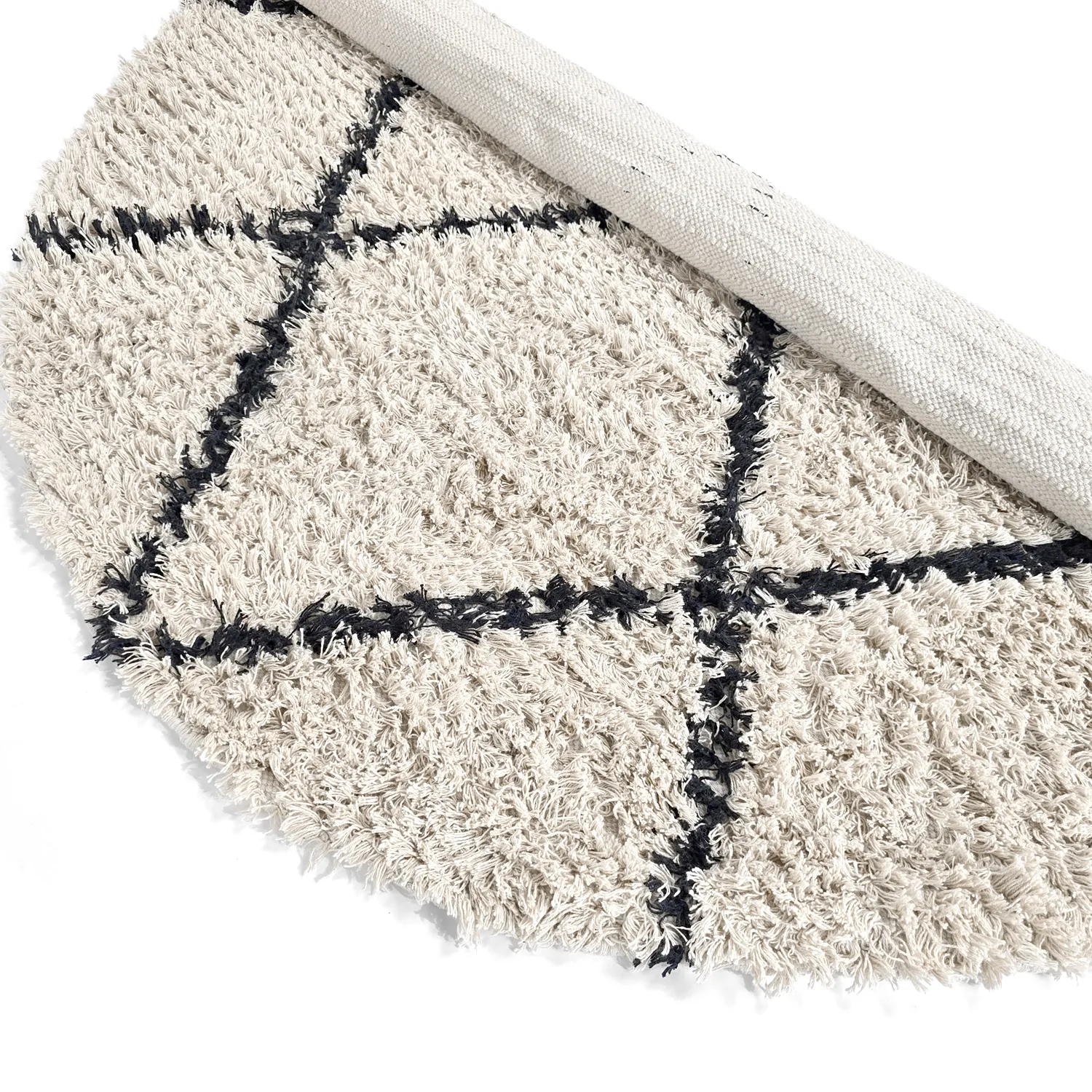 Round rug - Alcott Natural Cotton Shaggy (black/white)