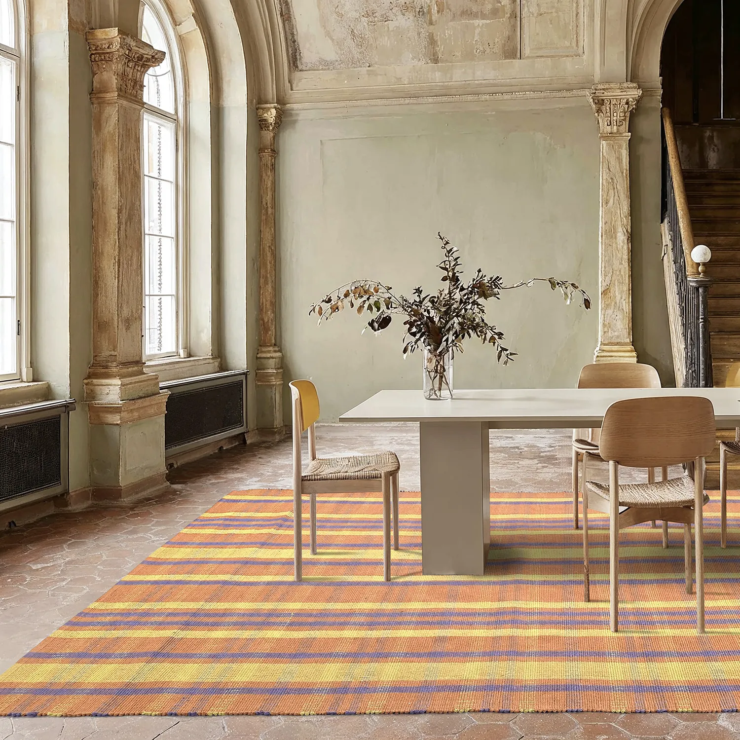 Cotton rug - Husvik (coral/multi)
