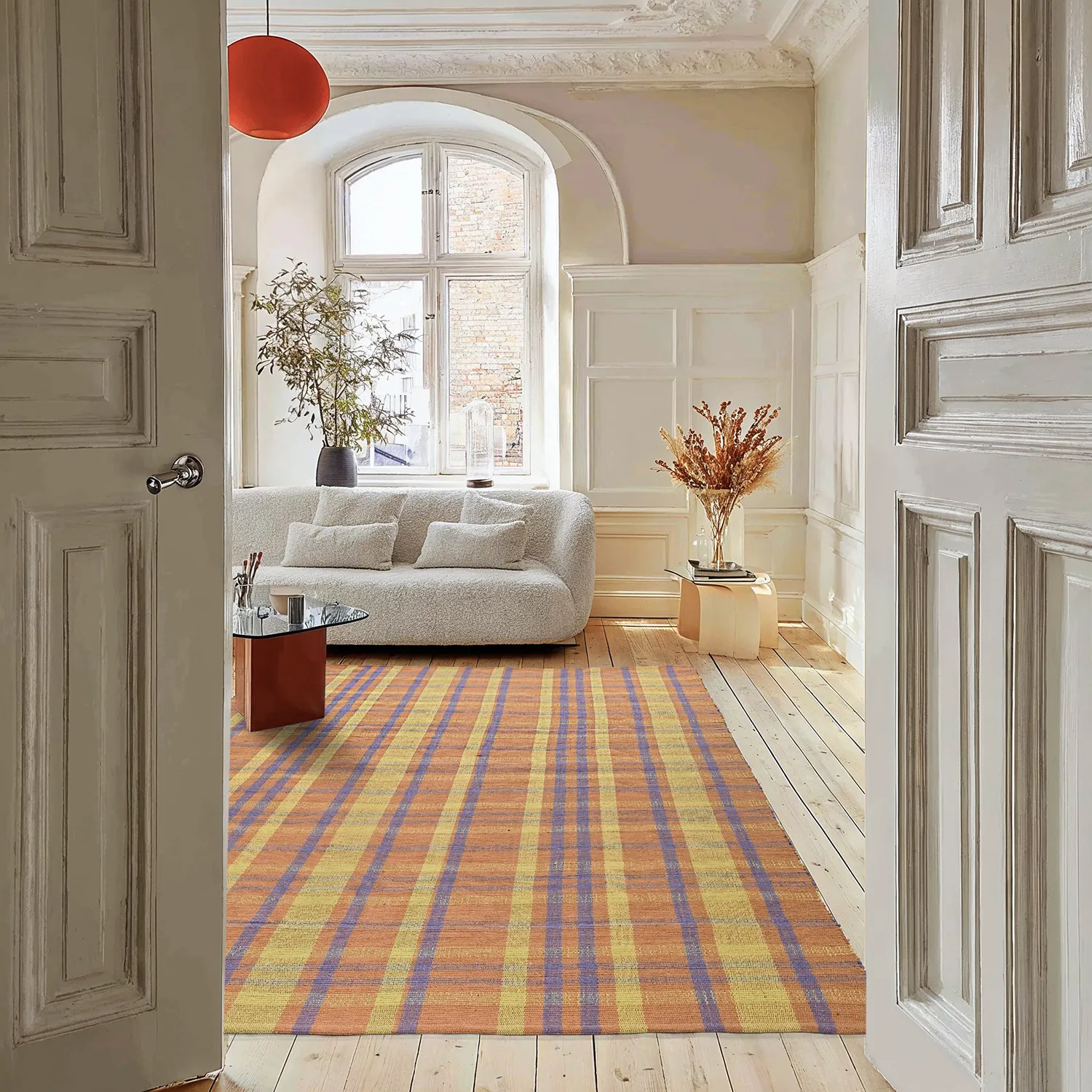 Cotton rug - Husvik (coral/multi)