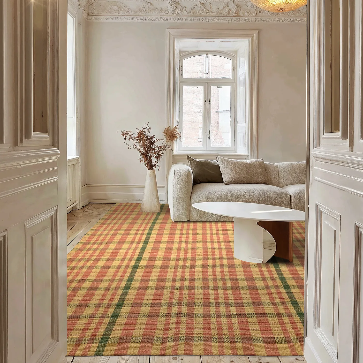 Cotton rug - Husvik (mustard/multi)