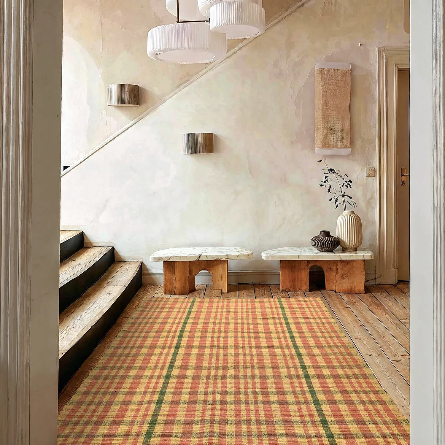 Cotton rug - Husvik (mustard/multi)