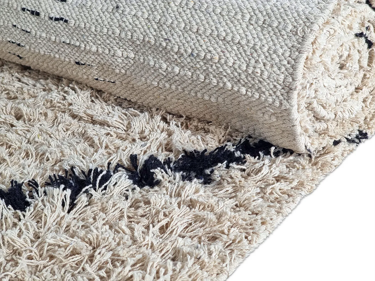 Shaggy rugs - Alcott Natural Cotton Shaggy (black/white)