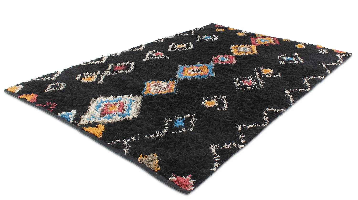 Shaggy rugs - Marden Natural Cotton Shaggy (black/multi)