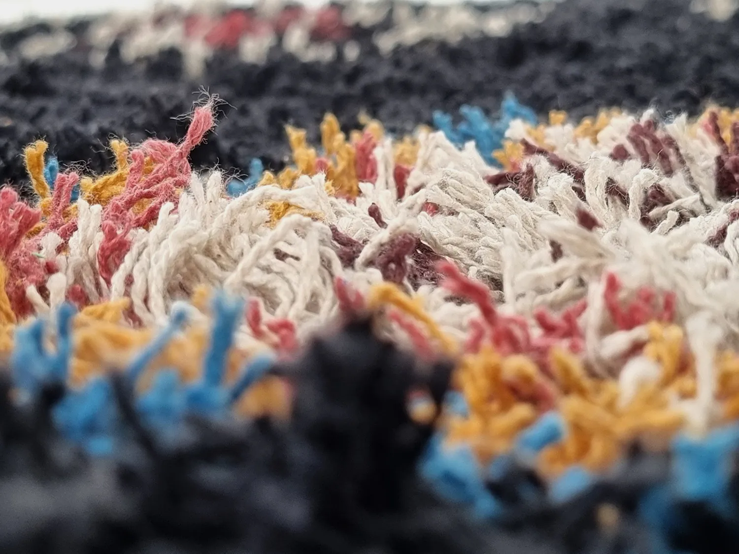 Shaggy rugs - Marden Natural Cotton Shaggy (black/multi)