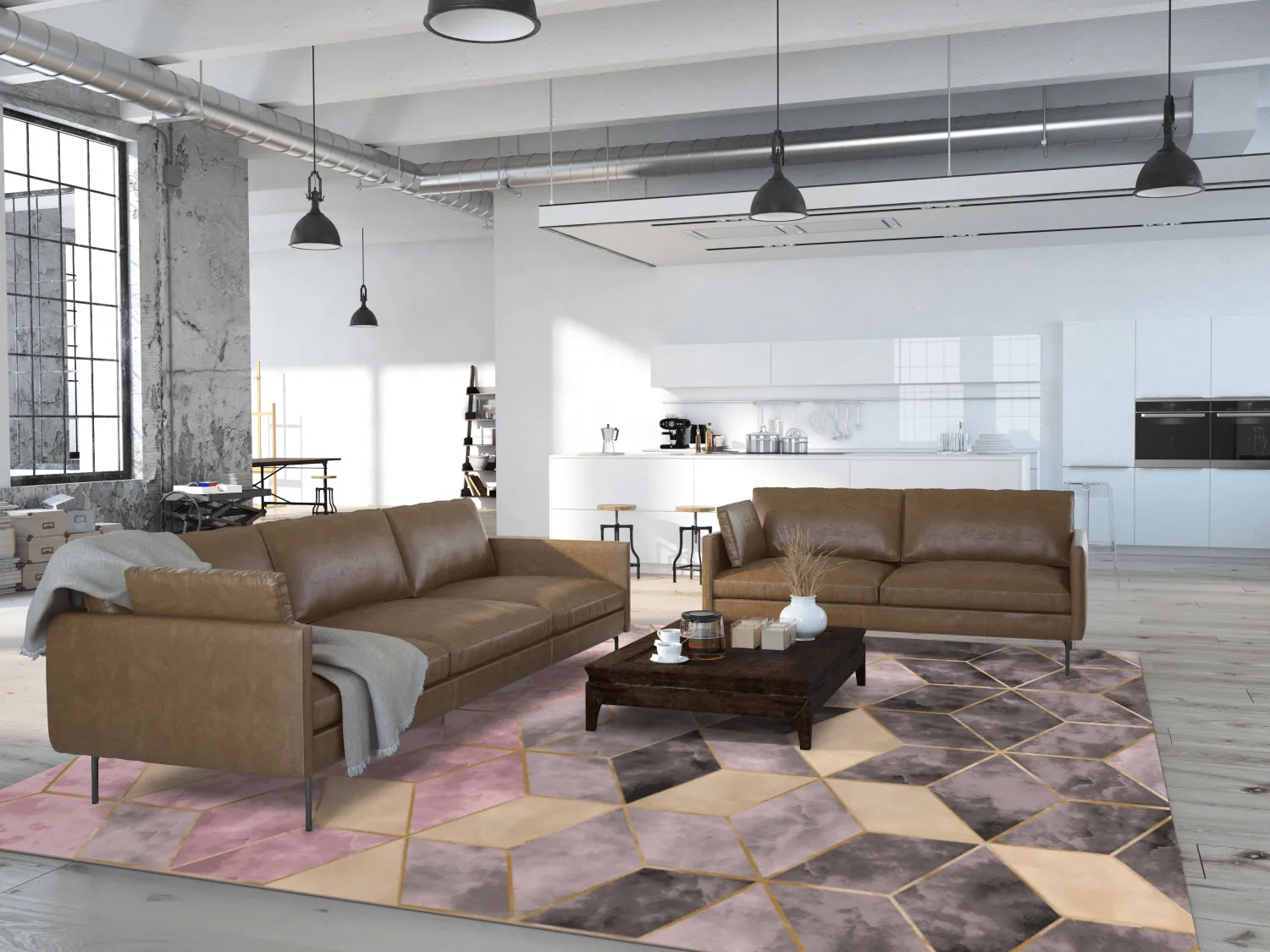 Wilton rug - Brendola (pink/grey/gold)