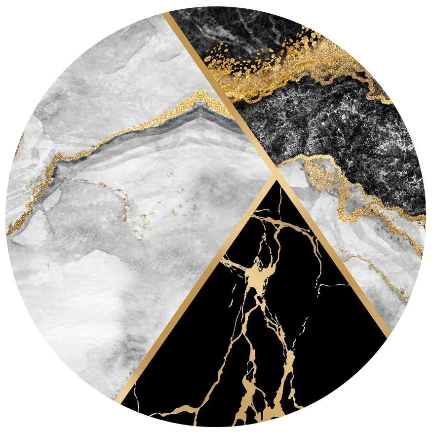 Round rug - Cassa (grey/black/gold)