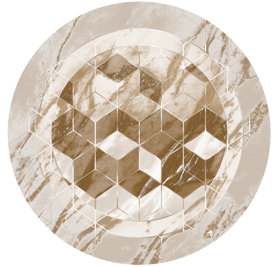 Round rug Castello (beige/white) Beige rug round