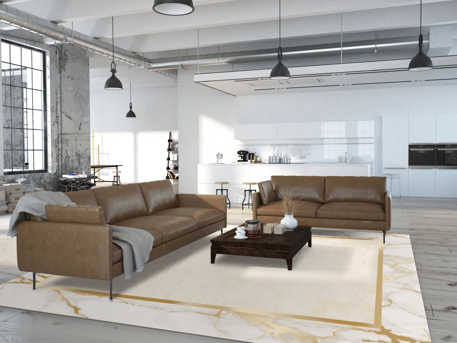 Wilton rug - Cerasia (beige/white/gold)