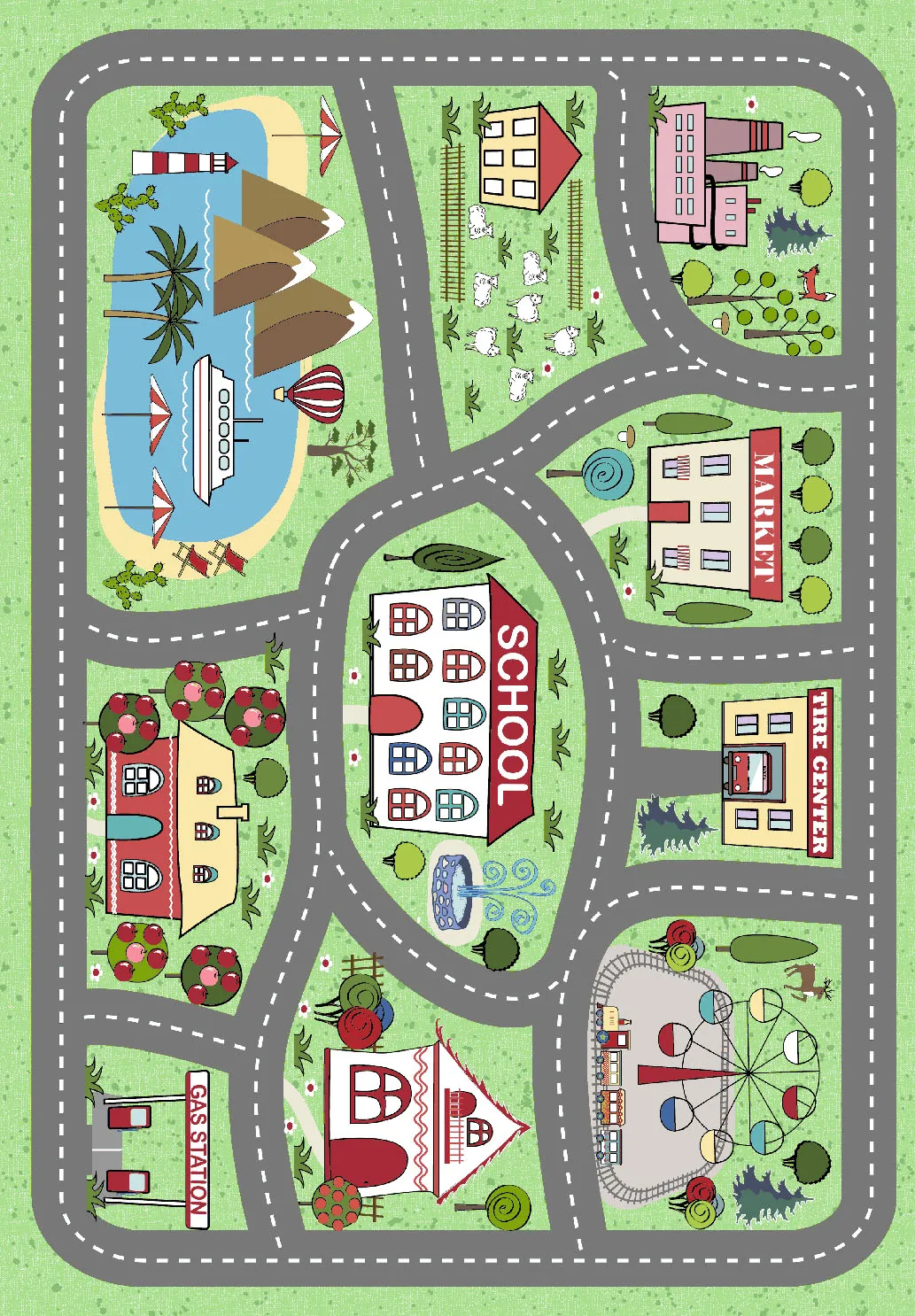 Childrens rugs - City Town (multi)