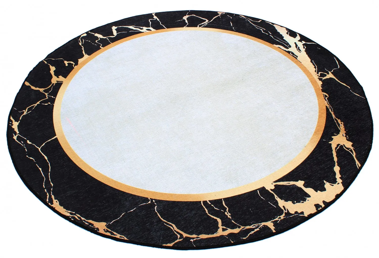 Round rug - Cerasia (black/white/gold)