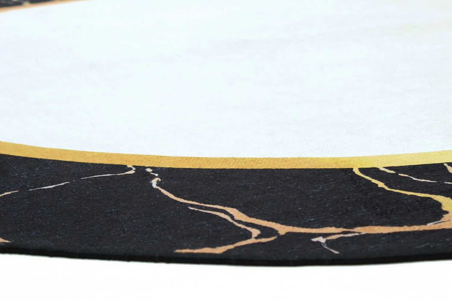 Round rug - Cerasia (black/white/gold)