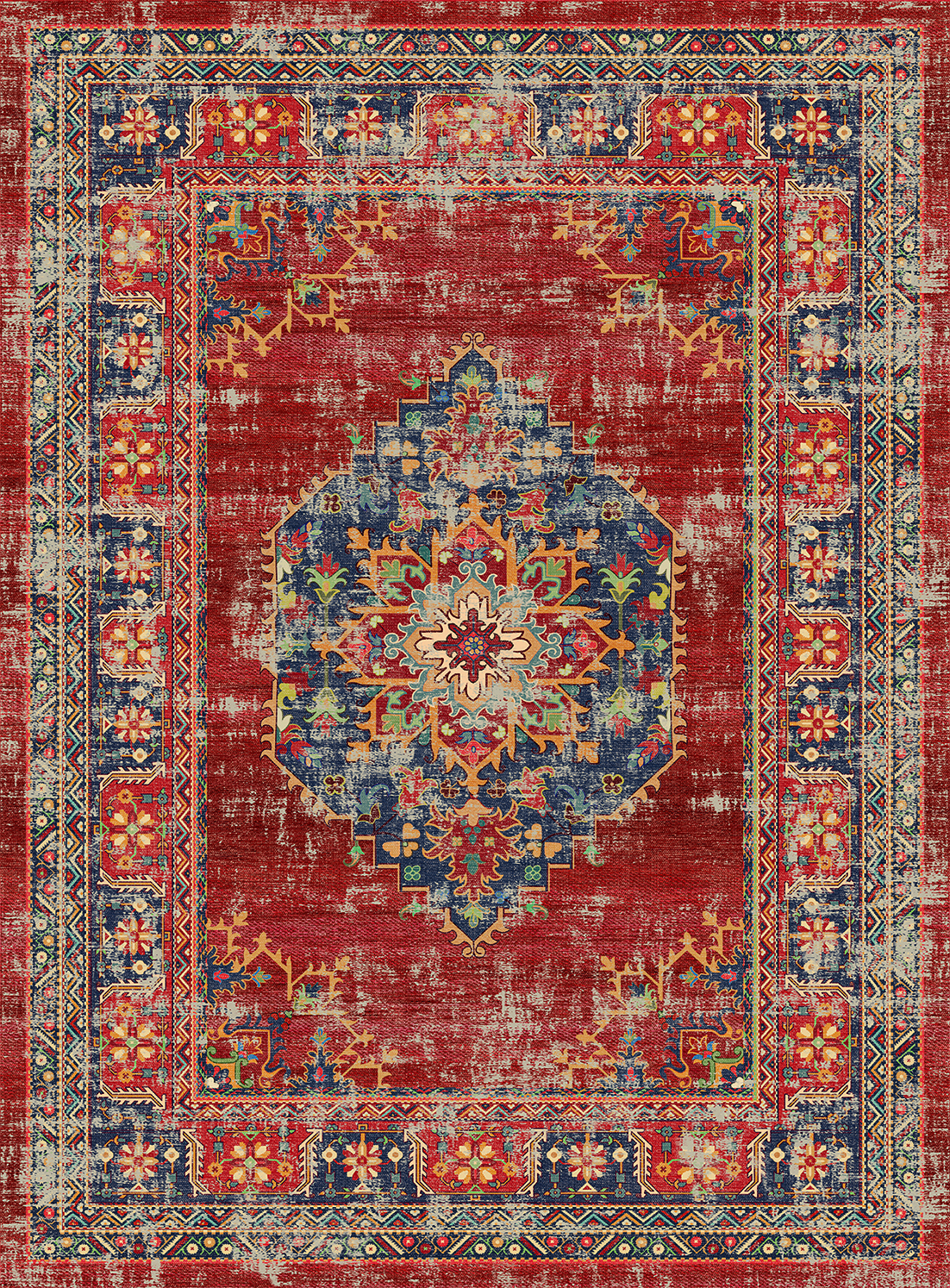 Wilton rug - Soussi (red/multi)